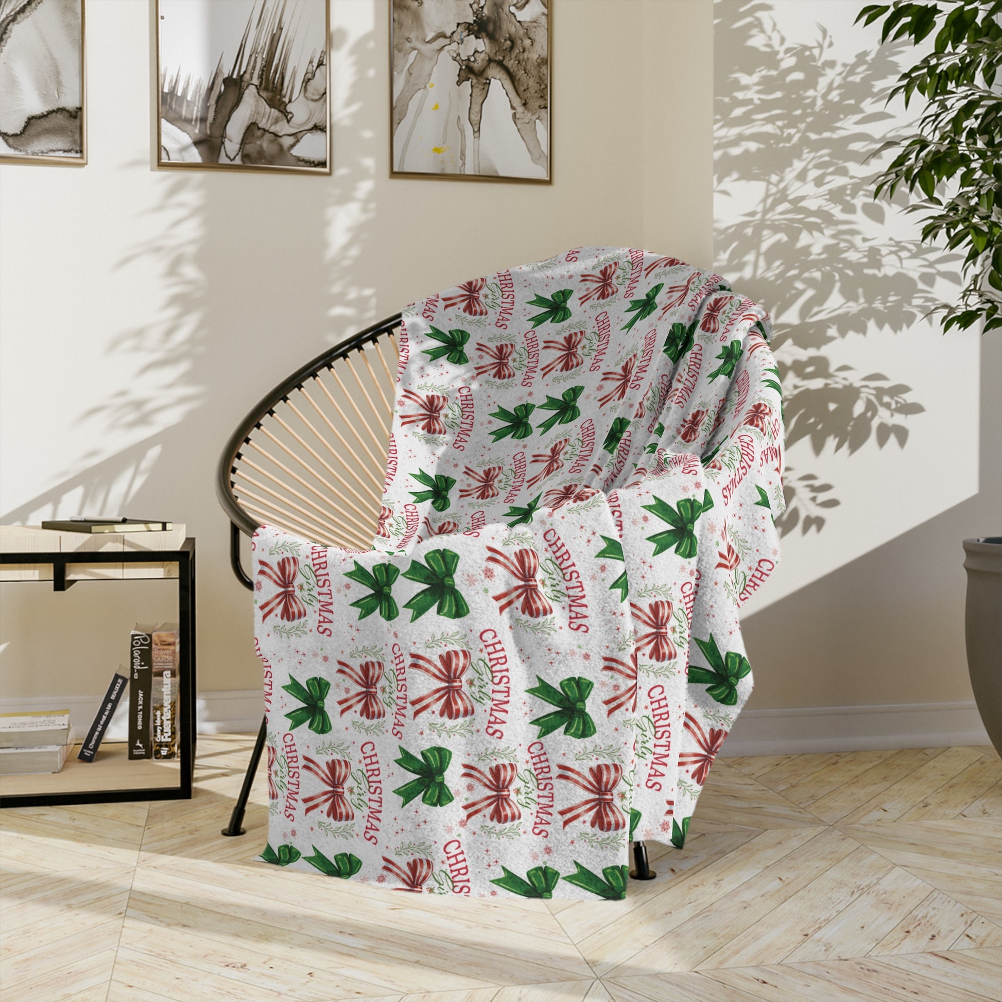 Girly Christmas Coquette Bows Minky Cozy Blanket Throw - Ultra Soft & Warm Bedding, Perfect for Home, Couch, or Bed | Best Gift for All Seasons Plush Microfiber for Maximum Comfort Blanket, Perfect for Snuggling Decor, Housewarming Gift Throw - MRSBYVALLE