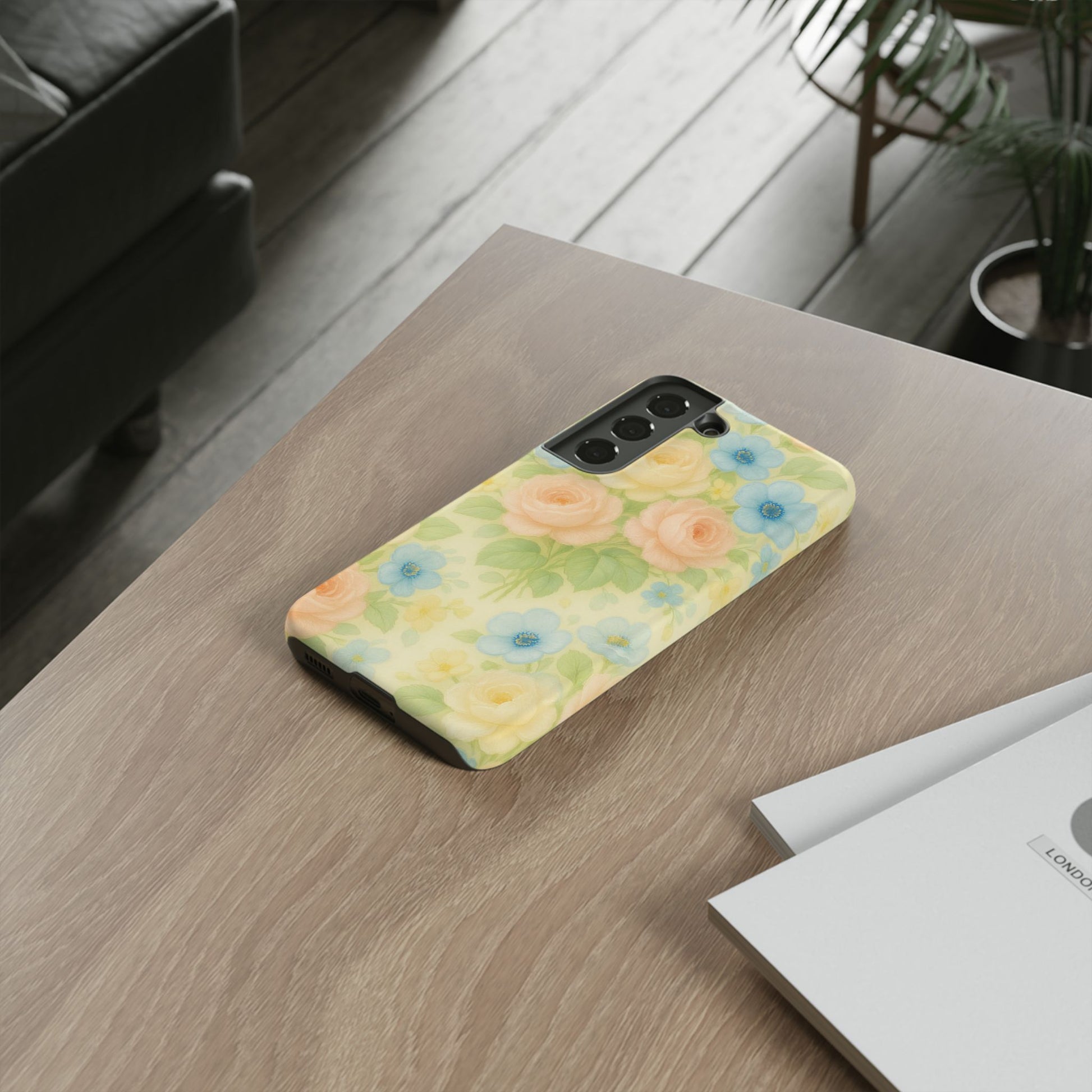 Pastel Yellow Vintage Floral Phone Case  Romantic Cottagecore Aesthetic, Soft Botanical Design, Protective Gift for Her, Fits iPhone & Samsung Models