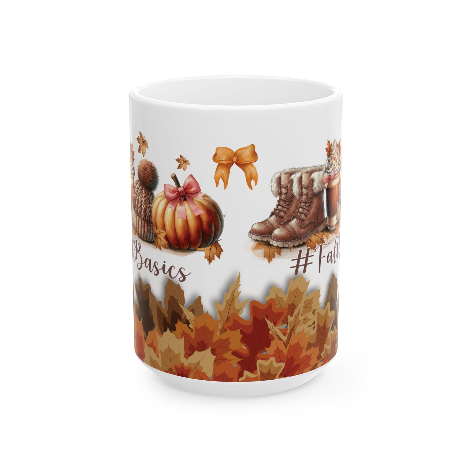 Fall Basic 11oz & 15oz Coffee Mugs – Autumn Leaves, Cozy Vibes, Perfect for Pumpkin Spice & Fall Lovers Dishwasher Safe, Microwave Friendly, Seasonal Mug Gift for Home & Office Morning Brew - MRSBYVALLE
