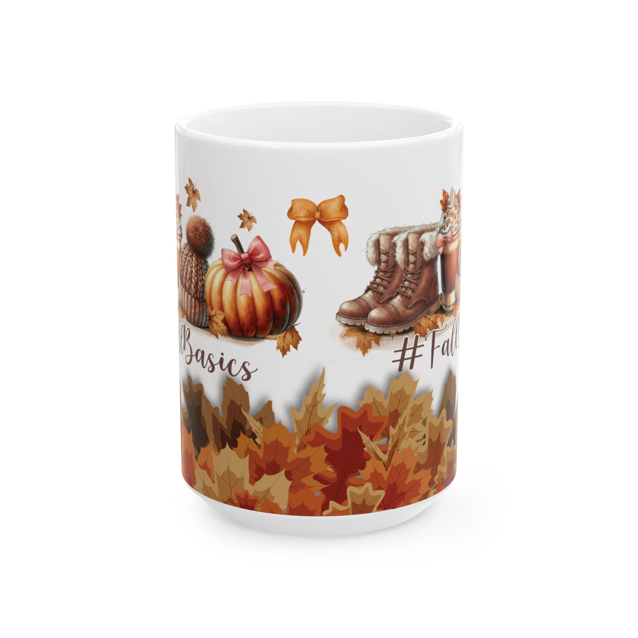 Fall Basic 11oz & 15oz Coffee Mugs – Autumn Leaves, Cozy Vibes, Perfect for Pumpkin Spice & Fall Lovers Dishwasher Safe, Microwave Friendly, Seasonal Mug Gift for Home & Office Morning Brew - MRSBYVALLE