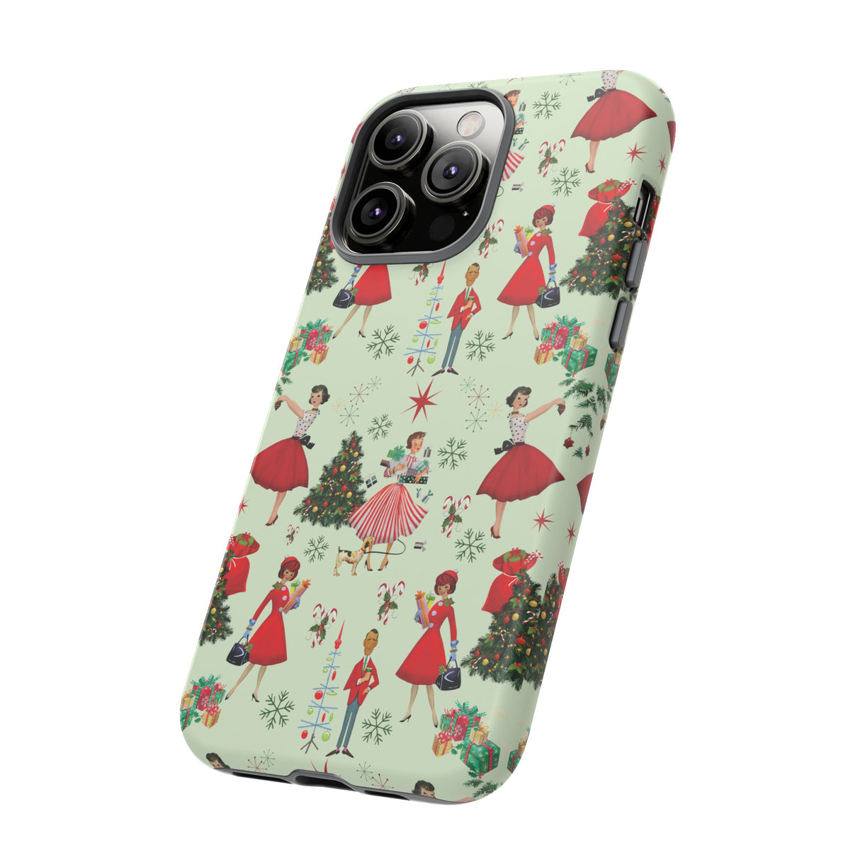 1950s Vintage Phone Case - Retro Christmas Design | Unique Holiday Protection for Your Device | Stylish & Durable Cover Gift for Her Phone 15, Samsung iPhone Samsung Accessory Gift for Her