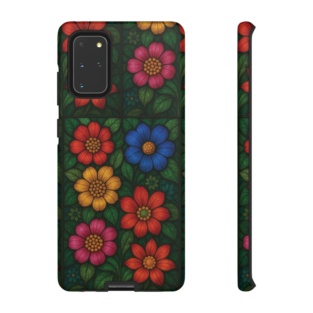 Coque de téléphone effet vitrail floral lumineux Art abstrait coloré, Étui de protection esthétique pour iPhone, Samsung et Google, Idée cadeau unique pour maman