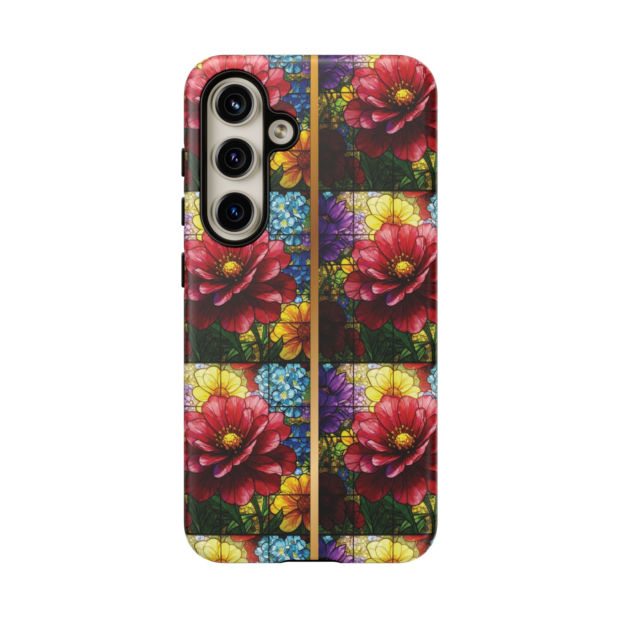 Stained Glass Illusion Floral Phone Case  3D Colorful Flower Design, Protective Christian Gift, Fits iPhone, Samsung, Google Pixel