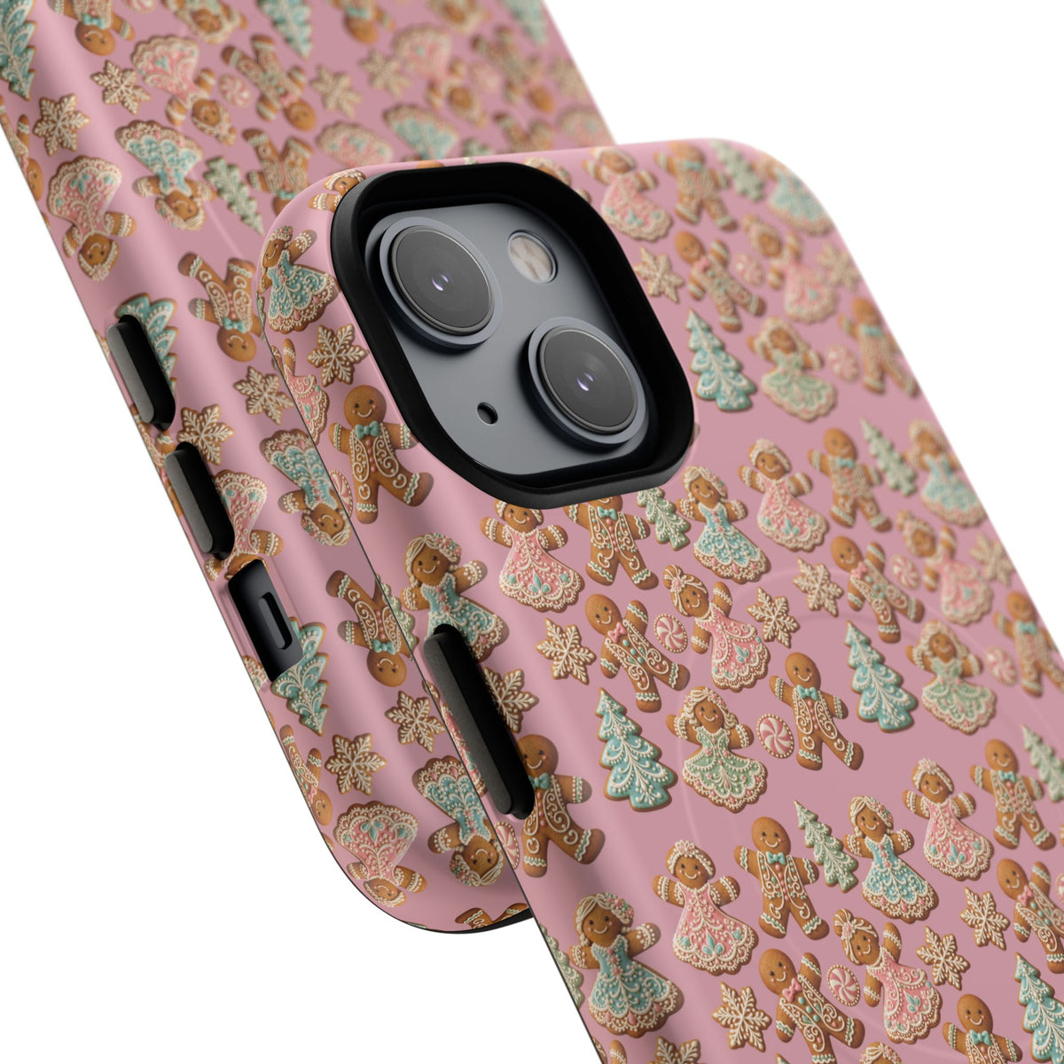 Phone Case — Pink Gingerbread Cookies Pattern Tough Magnetic Case