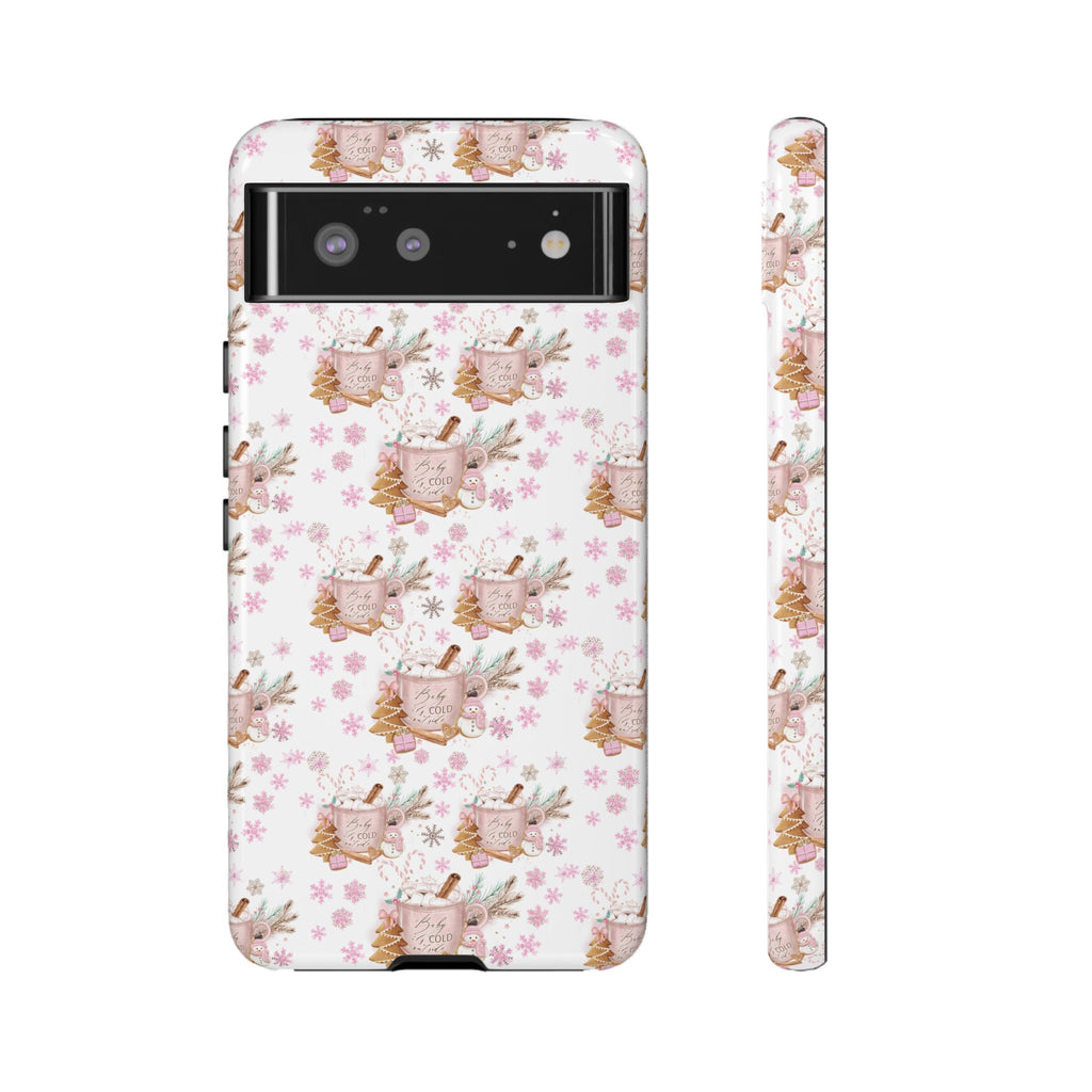 Baby it's Cold Outside Pink and White Phone Case Unique Holiday Protection for Your Device | Stylish & Durable Cover Gift for Her Phone 15, Samsung iPhone Samsung Accessory Gift for Her