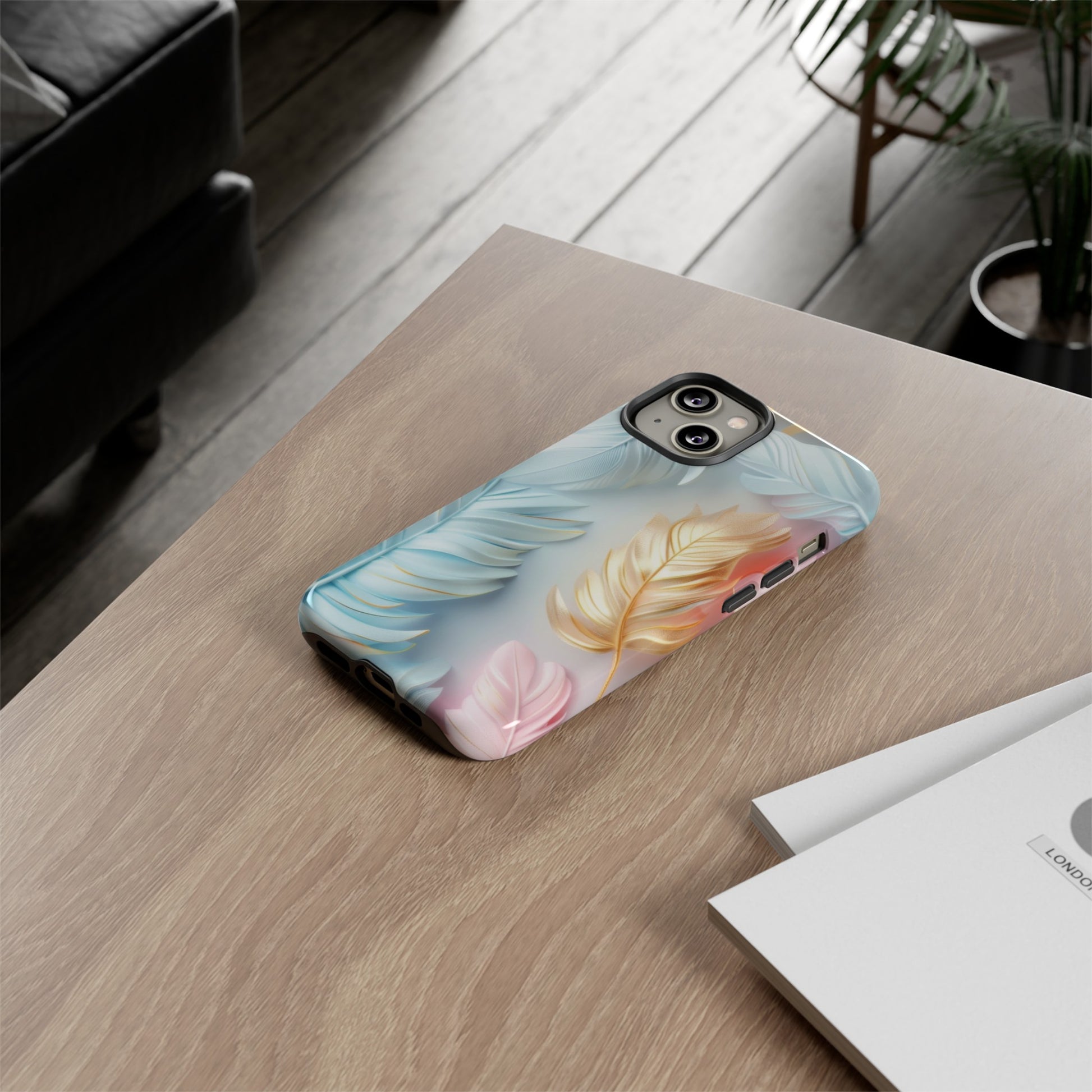 Pastel Feathers Protective Phone Case Gift for Her Phone 15, Samsung iPhone Samsung Gift for Her Case iPhone 15, Samsung iPhone Samsung Accessory Gift for Her