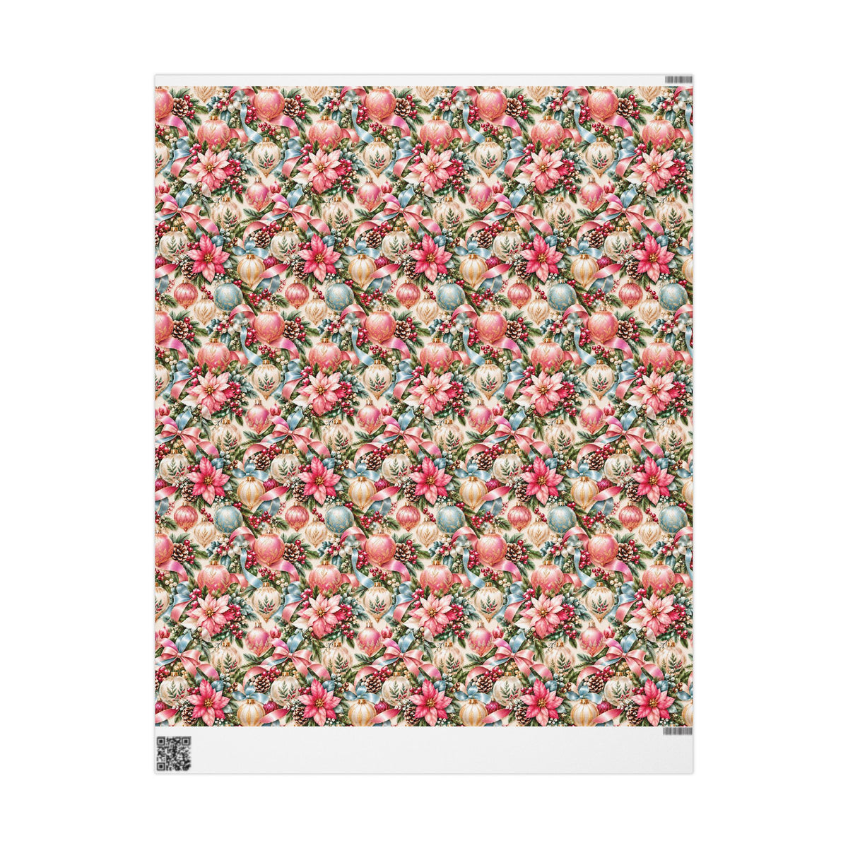 Pink Vintage Christmas Ornament Wrapping Paper