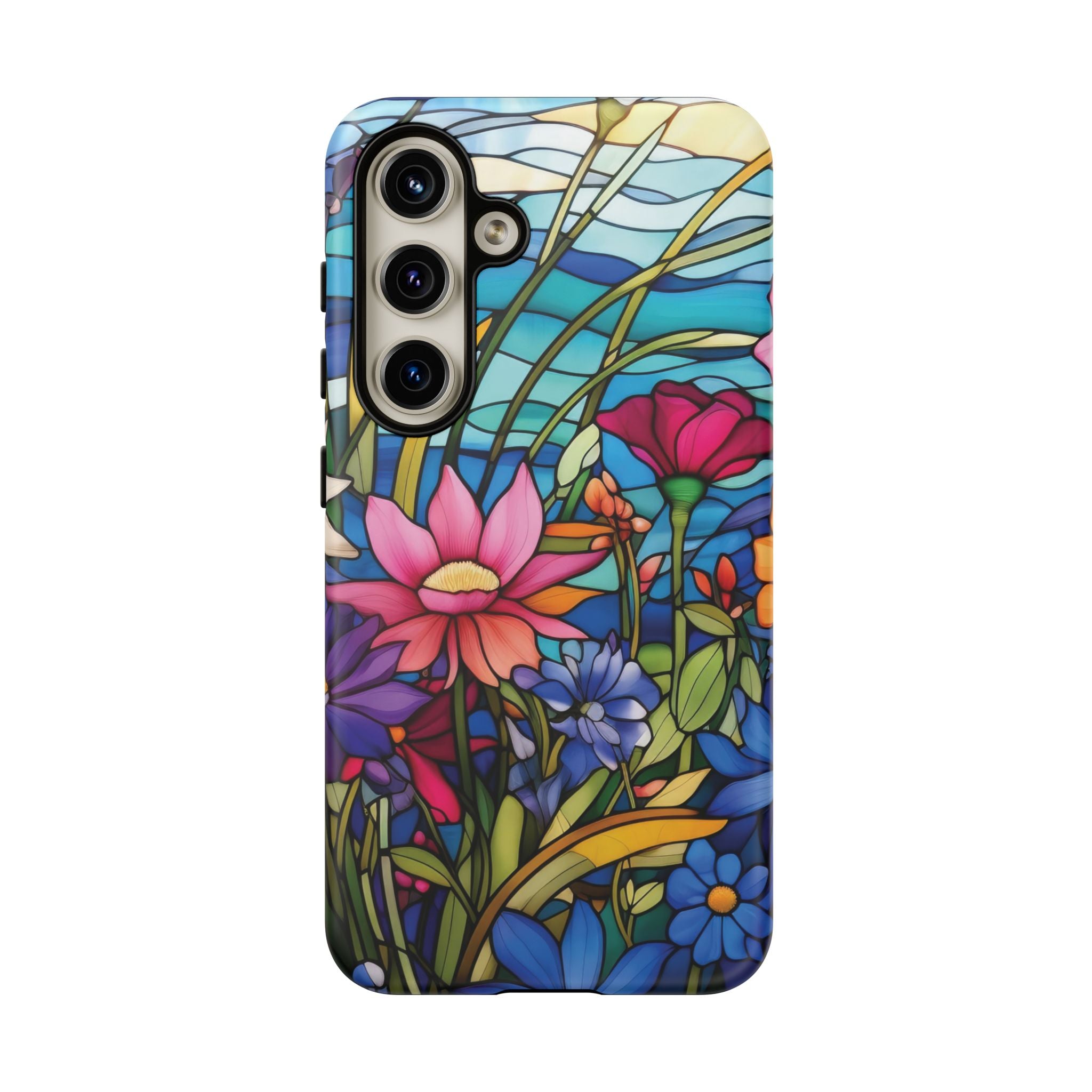 Wildflowers Stain Glass Illusion Phone Case Unique Holiday Protection for Your Device | Stylish & Durable Cover Gift for Her Phone 15, Samsung iPhone Samsung Accessory Gift for Her