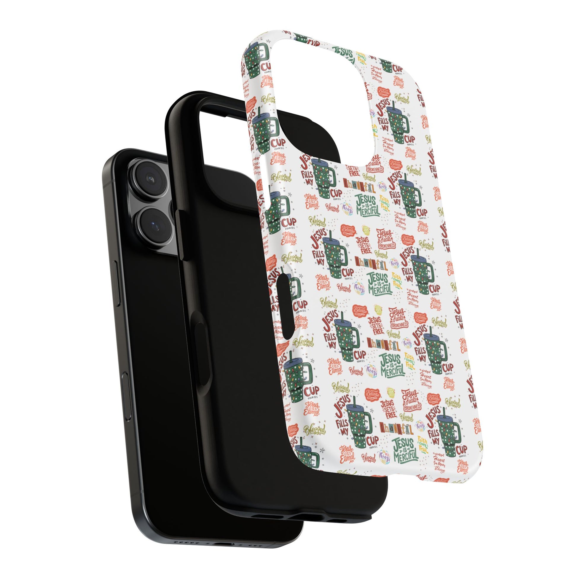Jesus Fill My Cup Phone Case Cute Floral Design in Red, Pink, Blue – Aesthetic Protective Case for iPhone and  Android