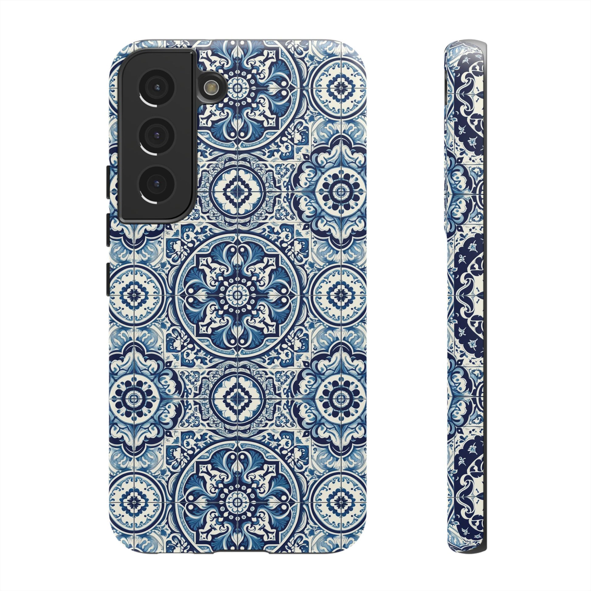 Azulejo Tile Phone Case Elegant Mediterranean Blue Porcelain Design iPhone 17, 16, 15, Samsung iPhone Samsung Accessory Gift for Her