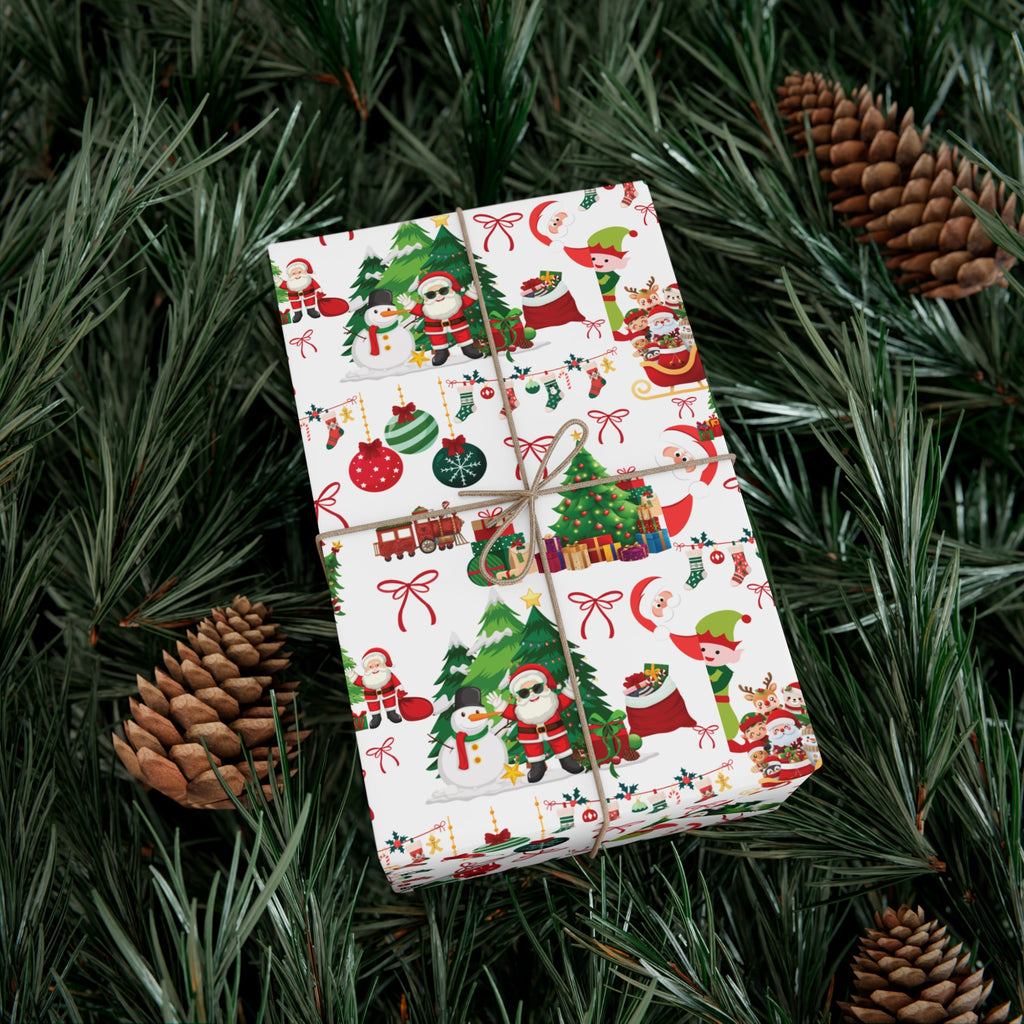 Fun Santa Christmas Theme Wrapping Paper Premium Festive Gift Wrap Roll, Classic Holiday Design, Great for Presents, Durable, Vibrant, and Perfect for Seasonal Gifting