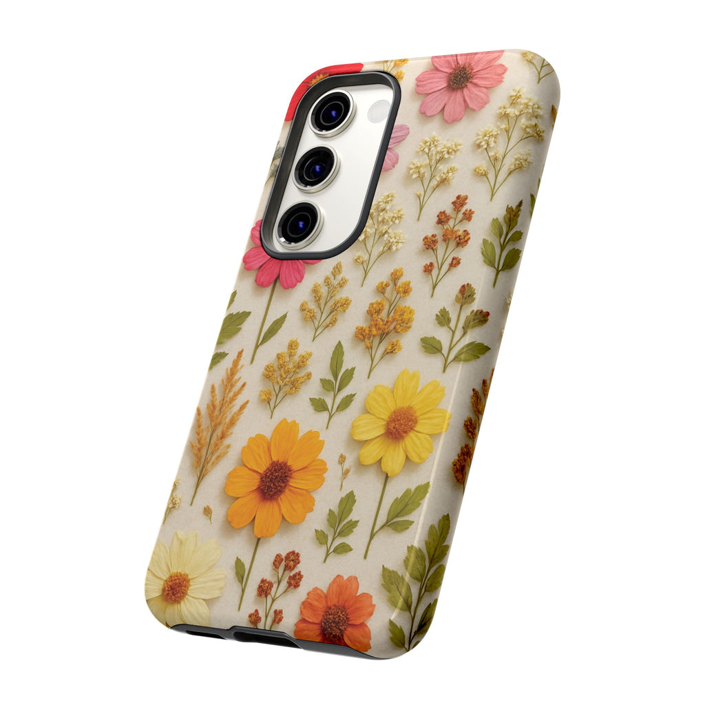 Dried Flowers Illusion Phone Case – Realistic Botanical Aesthetic, Colorful Pressed Floral Art, Trendy Nature-Inspired Protective Cover  iPhone & Samsung Models