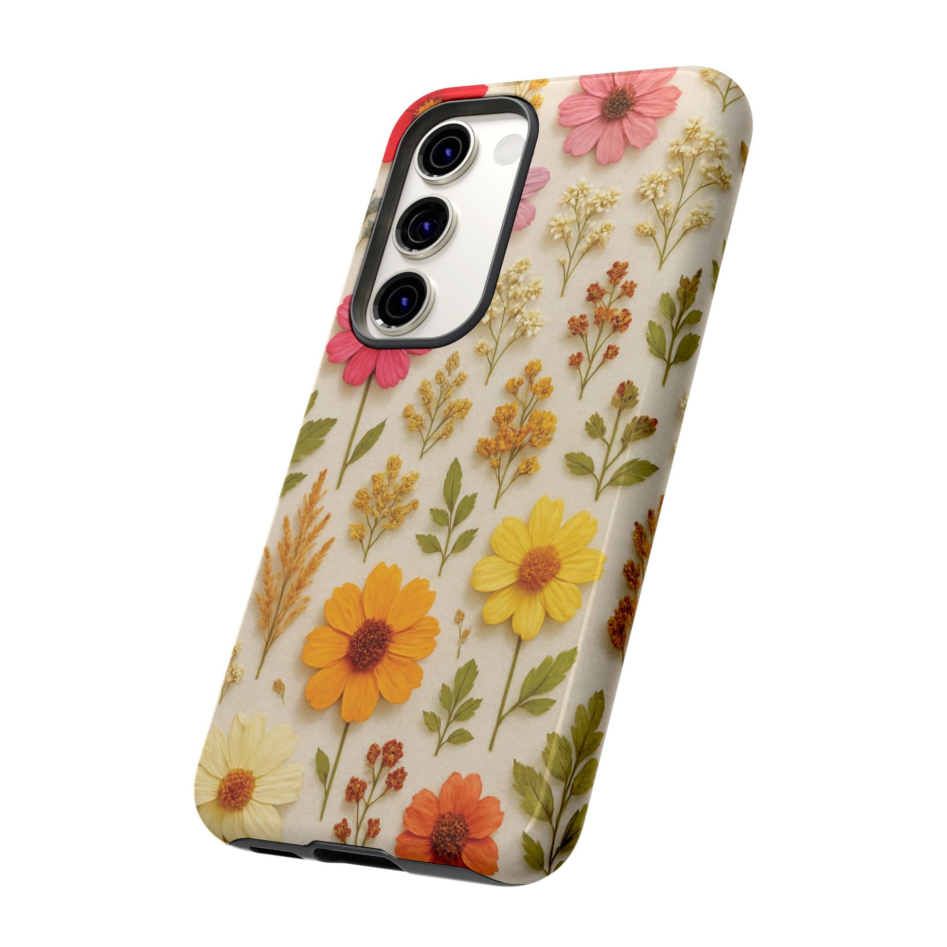 Dried Flowers Illusion Phone Case – Realistic Botanical Aesthetic, Colorful Pressed Floral Art, Trendy Nature-Inspired Protective Cover  iPhone & Samsung Models