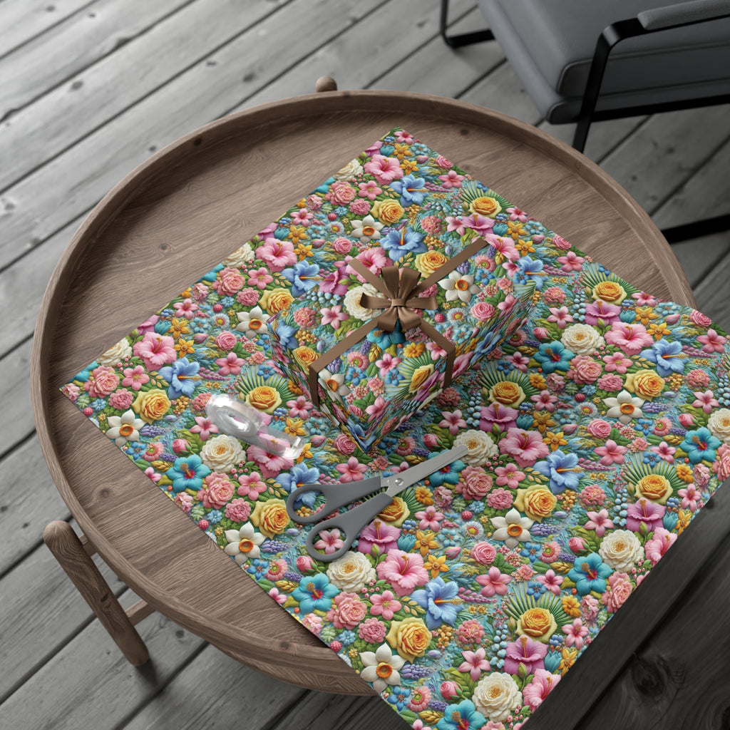 Gift Wrap Pastel Floral Wrapping Paper Elegant Flower Design, Premium Quality Gift Wrap for All Occasions, Beautiful Versatile for Birthdays, Weddings, and More Decor - MRSBYVALLE
