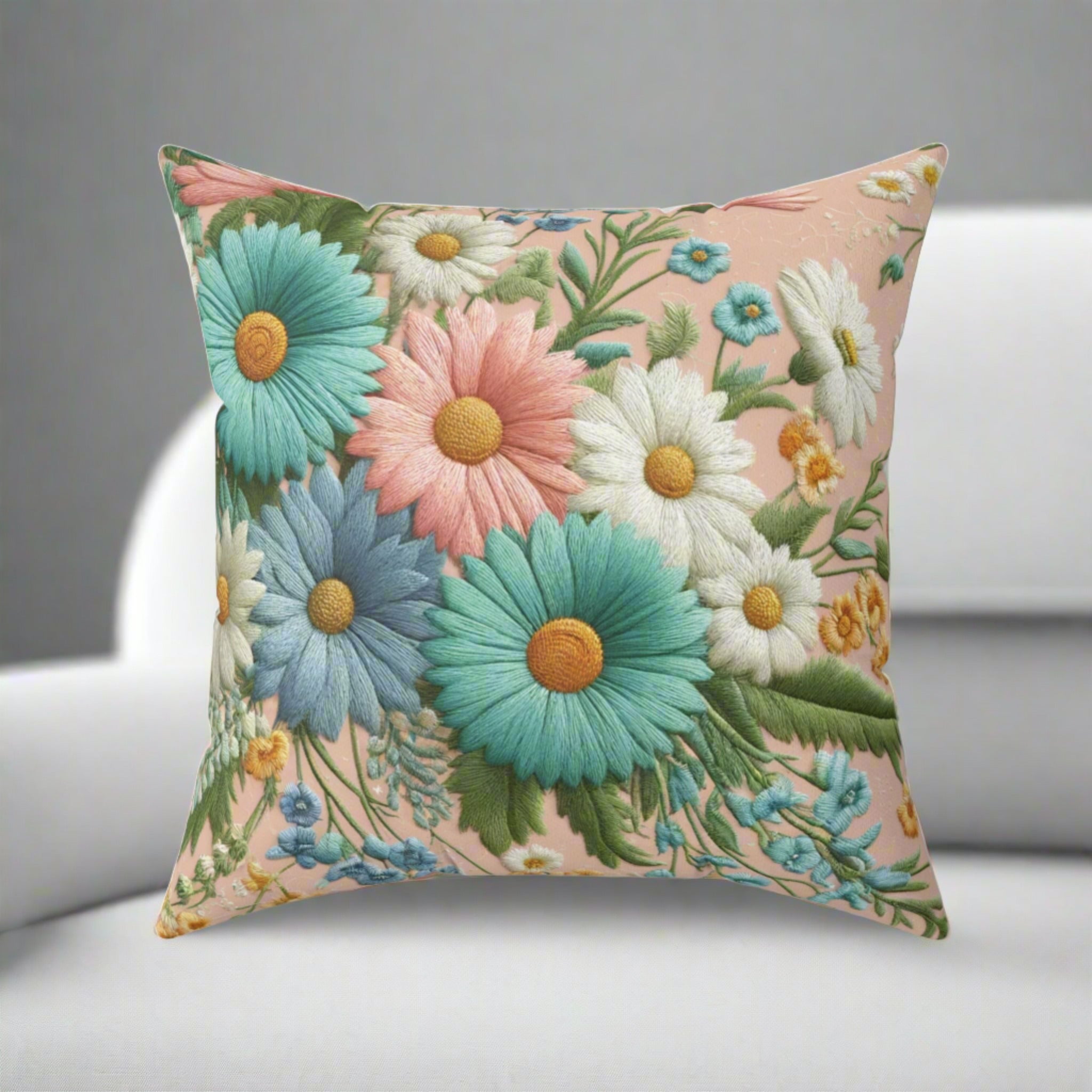 Best Elegant Pastel Floral Boho Square Pillow Add a Touch of Nature to Your Home Decor | Premium Quality, Soft, and Durable | Perfect for Couch, Bed, or Chair | Elegant Floral Bedrooms, Soft,Pillow Gift New House, Bridal Shower Gift - MRSBYVALLE