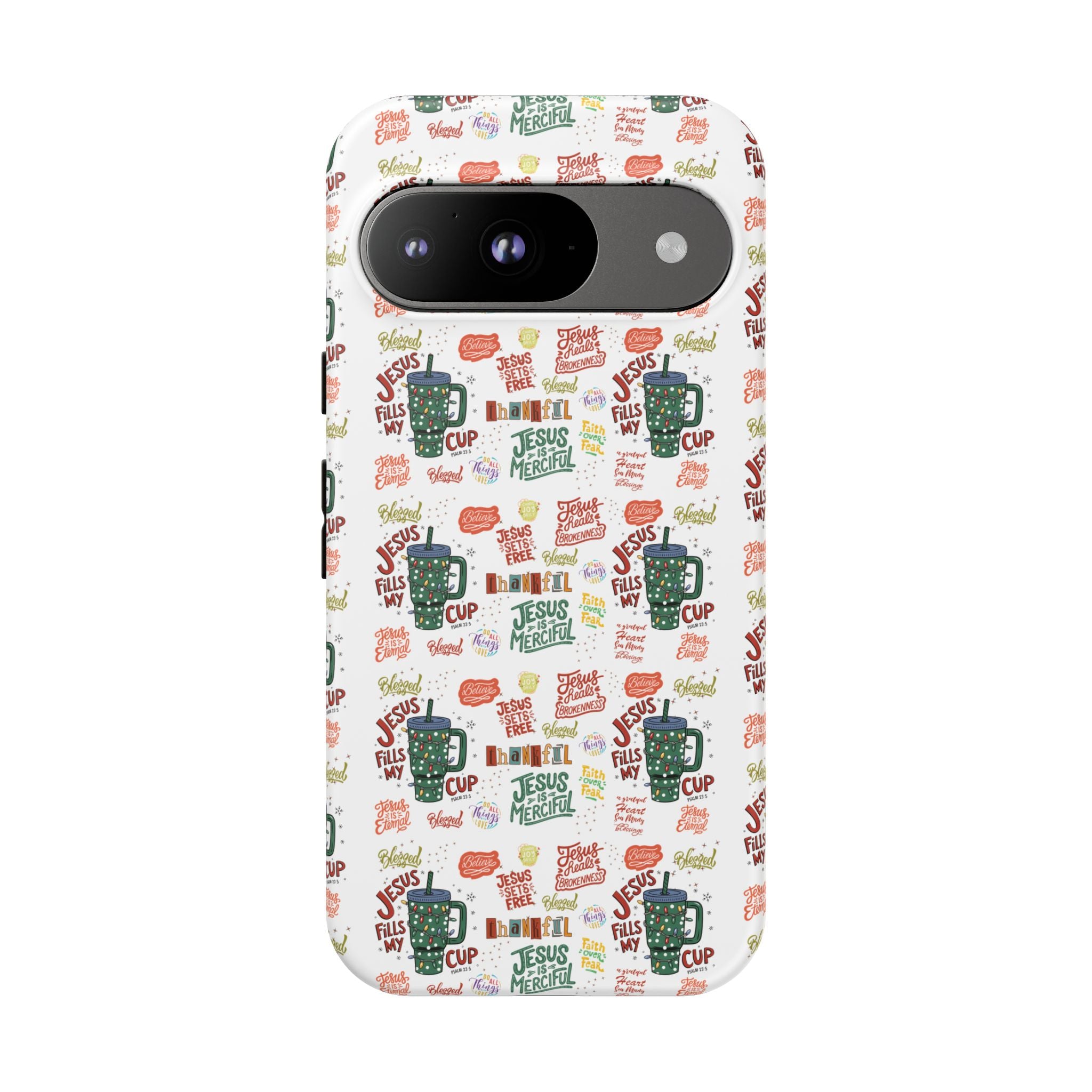 Jesus Fill My Cup Phone Case Cute Floral Design in Red, Pink, Blue – Aesthetic Protective Case for iPhone and  Android