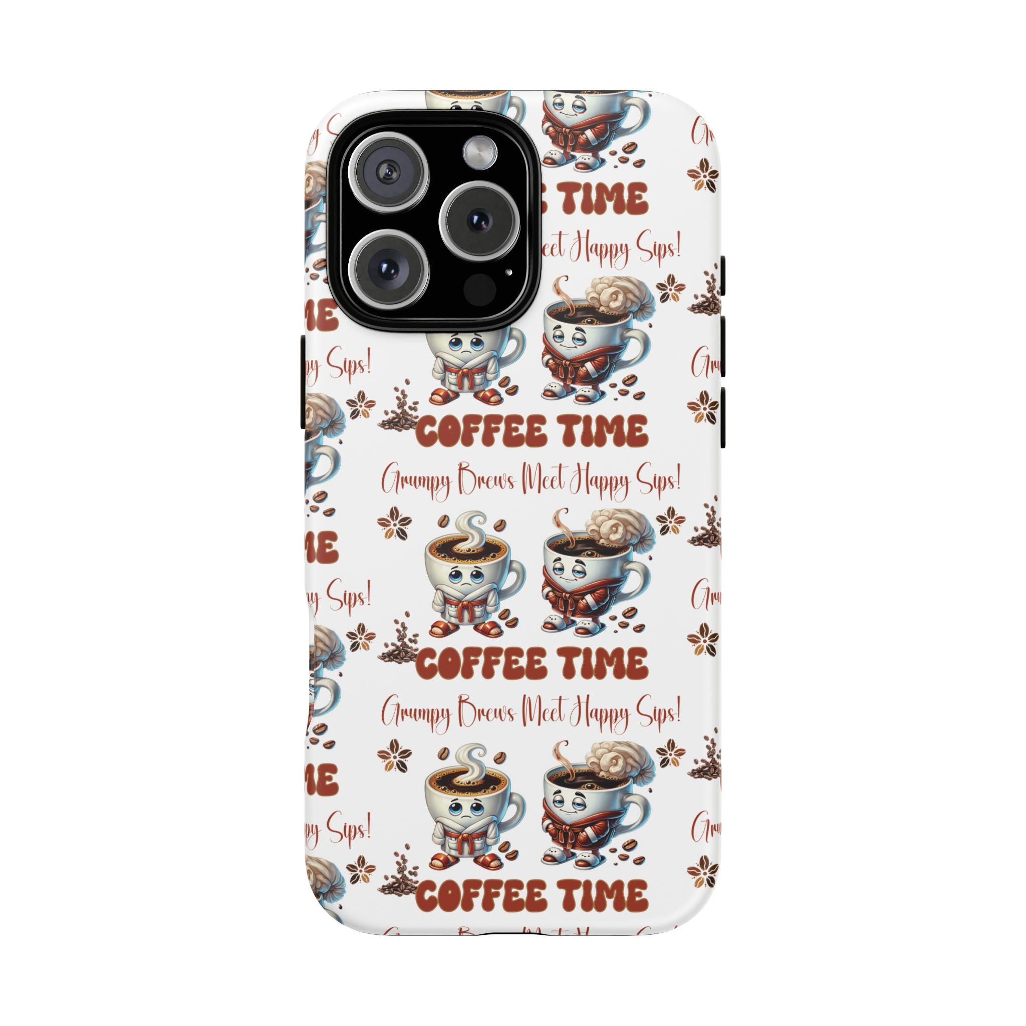 Grumpy Brews Meet Happy Sips Phone Case Compatible with iPhone, Samsung & Pixel | Fun, Durable Protection for Coffee Lovers | Unique Design, Shockproof & Scratch-Resistant Perfect for Coffee Lover - MRSBYVALLE