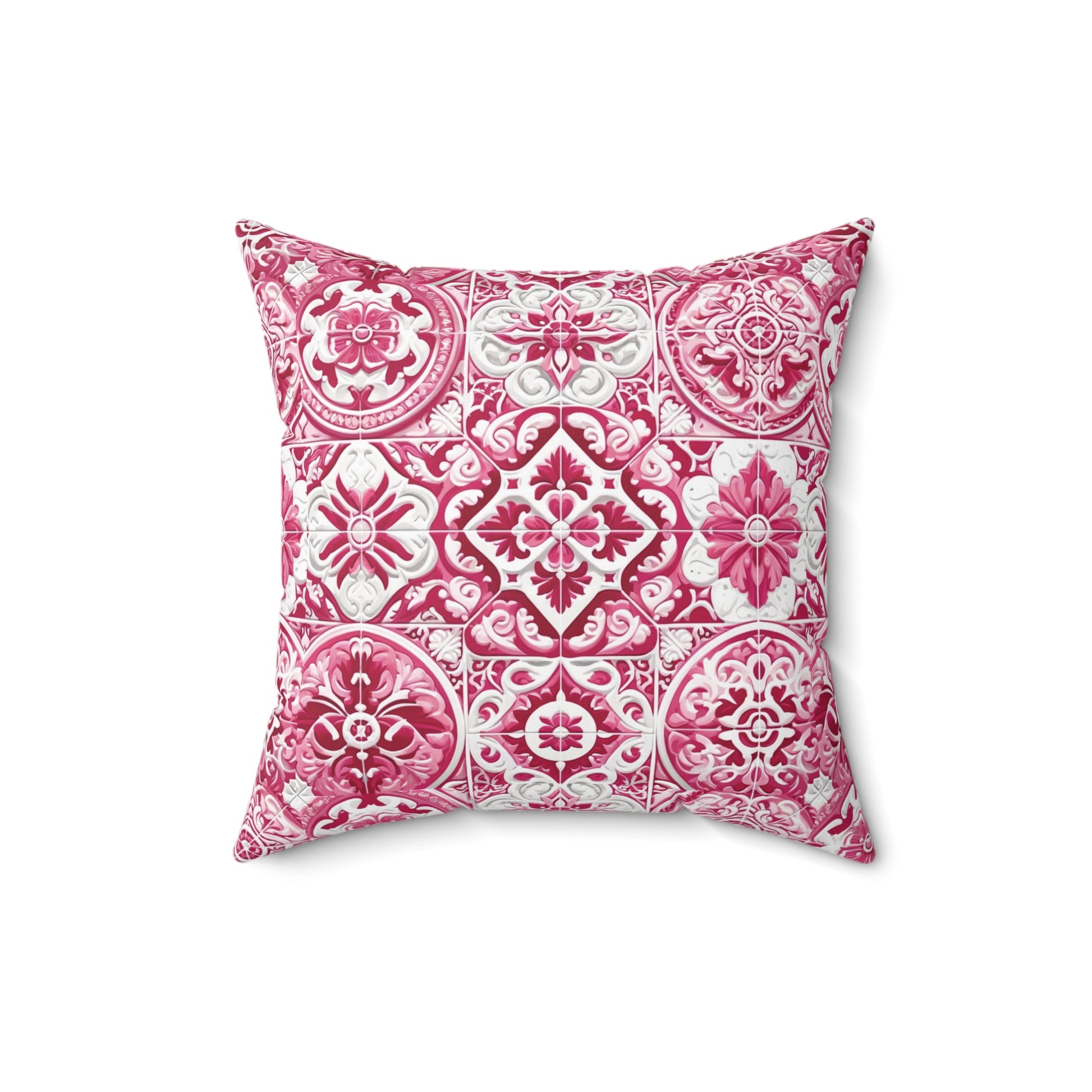 Housewarming Pink and White Mediterranean Tile Design Square Decorative Pillow Elegant Home Accent Home Decor | Premium Quality, Soft, and Durable | Perfect for Couch, Bed, or Chair | Elegant Bedrooms Pillow Gift New House, Bridal Shower Gift - MRSBYVALLE
