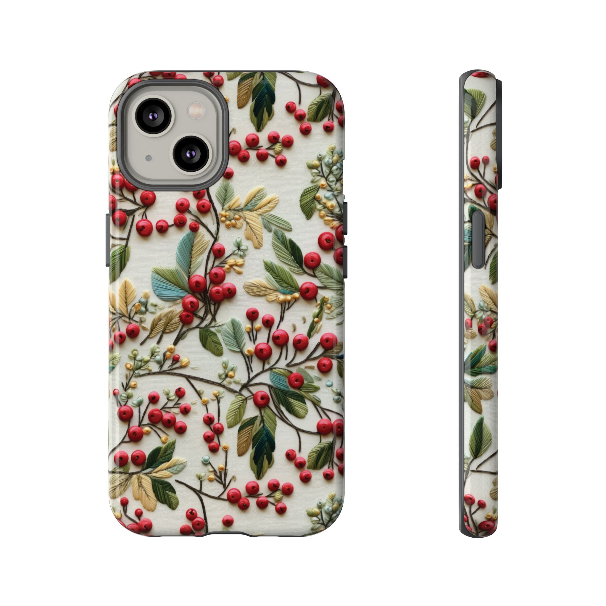 Holly Christmas Wildflowers Boho Chic Design Phone Case - Stylish, Protective Cover for All Models Gift for Mom Accessory Gift for Her