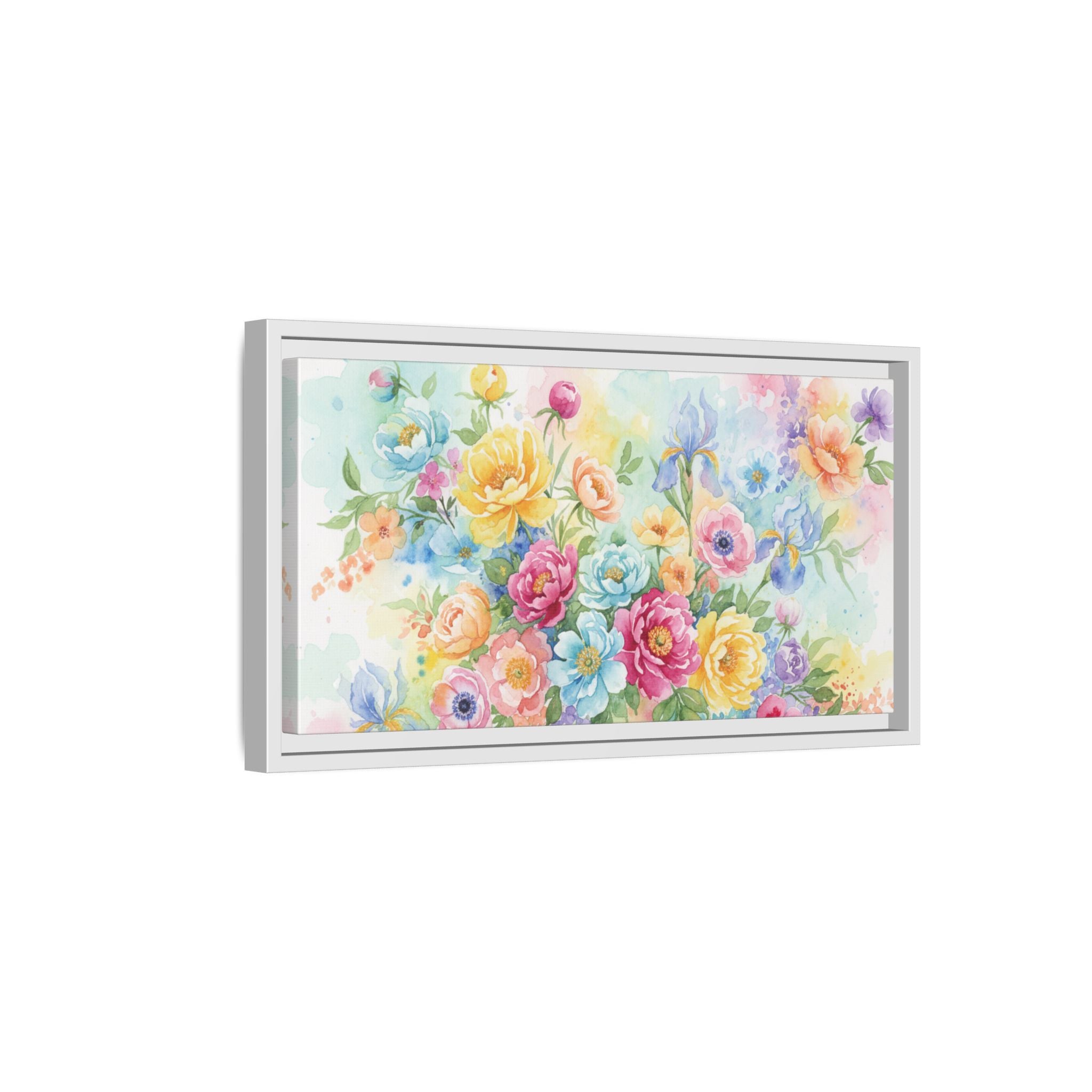 Toile Bouquet Floral Aquarelle, Art Mural Mat Encadré | Art Mural Multicolore