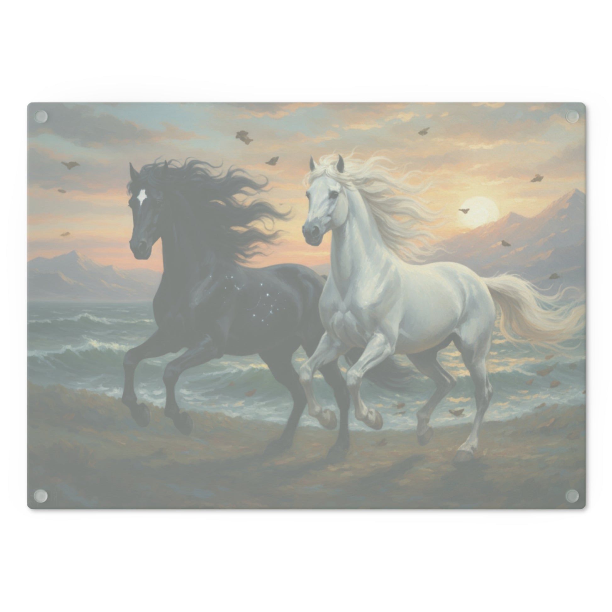 Majestic Horses Tempered Glass Cutting Board – Durable, Easy-Clean Kitchen Essential