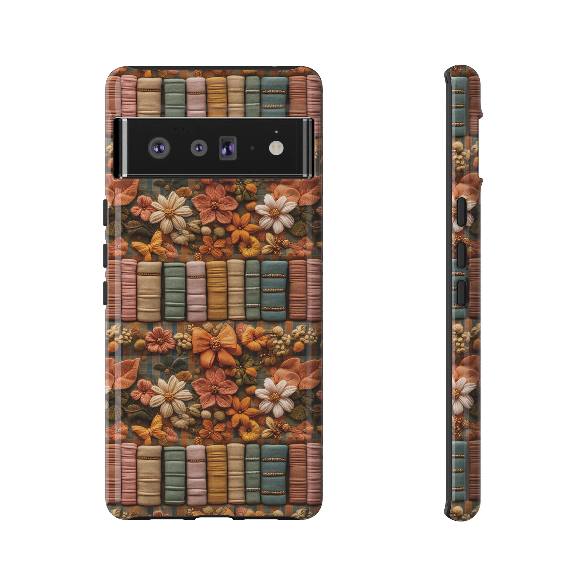 3D Illusion Boho Floral and Books Phone Case Gift for Her Phone 15, Samsung iPhone Samsung Gift for Her Case iPhone 15, Samsung iPhone Samsung Accessory Gift for Her