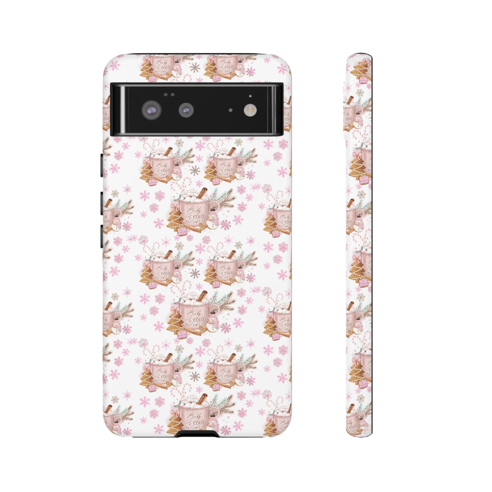 Baby it's Cold Outside Pink and White Phone Case Unique Holiday Protection for Your Device | Stylish & Durable Cover Gift for Her Phone 15, Samsung iPhone Samsung Accessory Gift for Her