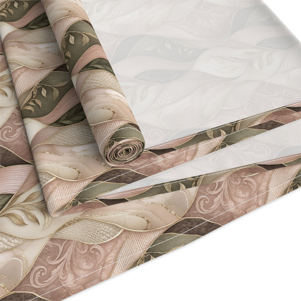 Braided Neutral Table Runner - Rustic Beige Cotton-Poly Dining Accent Dinner