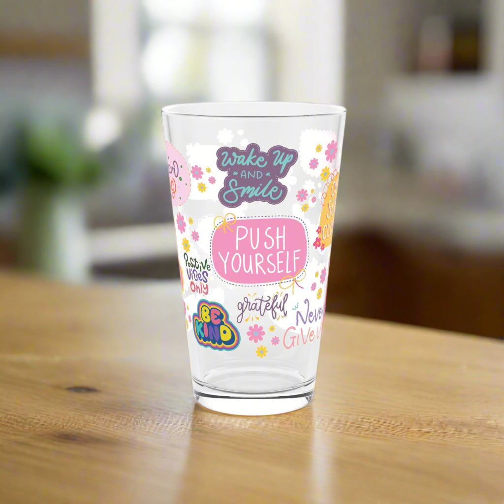 Good Vibes Only 16oz Pint Glass Motivational Quote Drinkware Positive Affirmation Glass | Perfect Uplifting Gift to Inspire & Encourage DailyHandwash Only