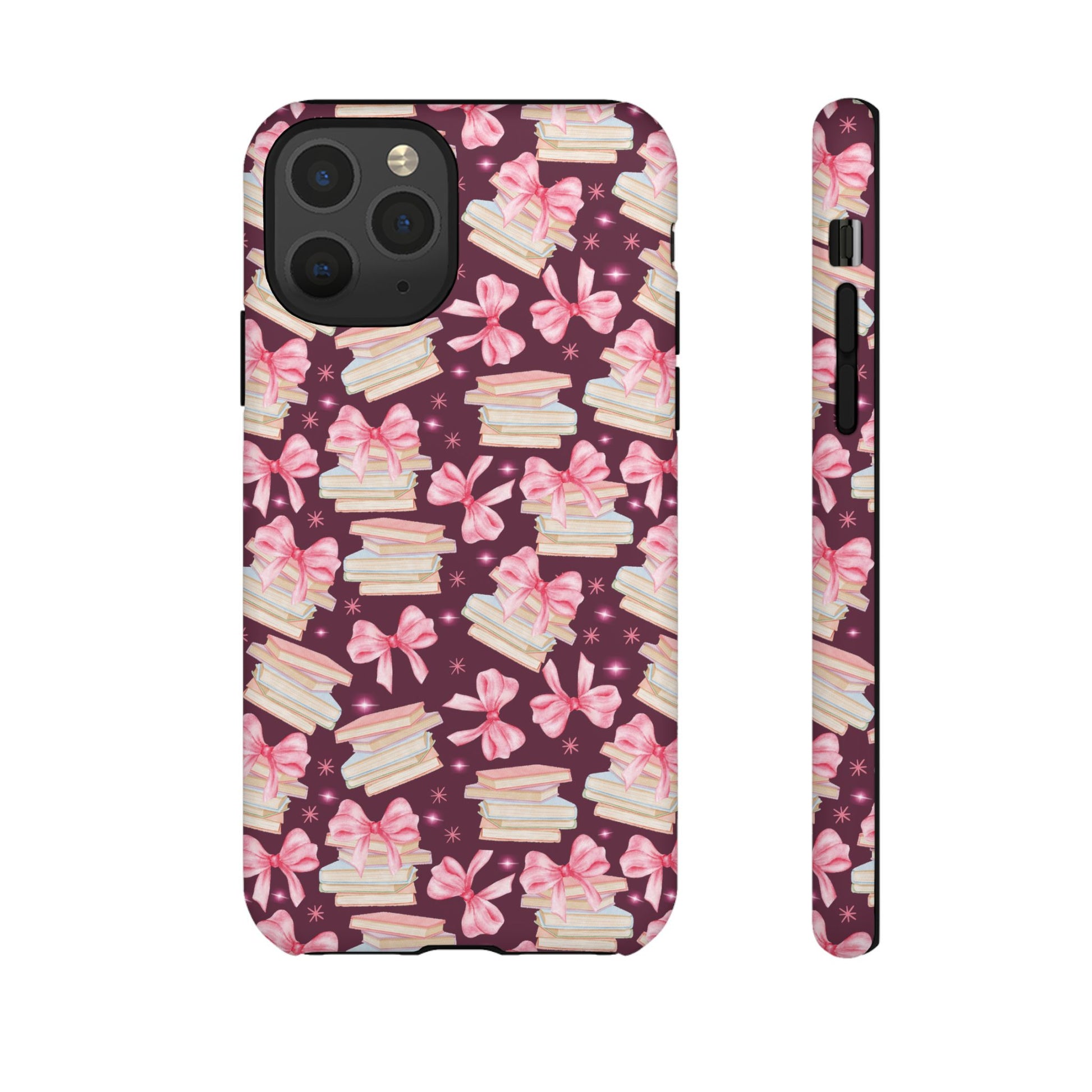 Coquette Pink Bows & Books Phone Case for iPhone 16 15 14 13 12  21 23 Samsung, and Pixel | Stylish Protective Cover Gift for Her Perfect for Floral Lover