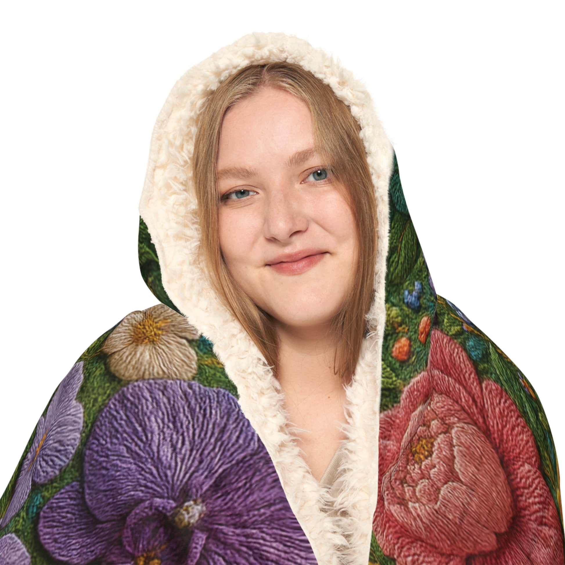 Bright 3D Illusion Flower Hooded Blanket – Ultra-Soft Wearable Throw with Vibrant Floral Art, Cozy Warm Snuggle Gift for Adults & Kids