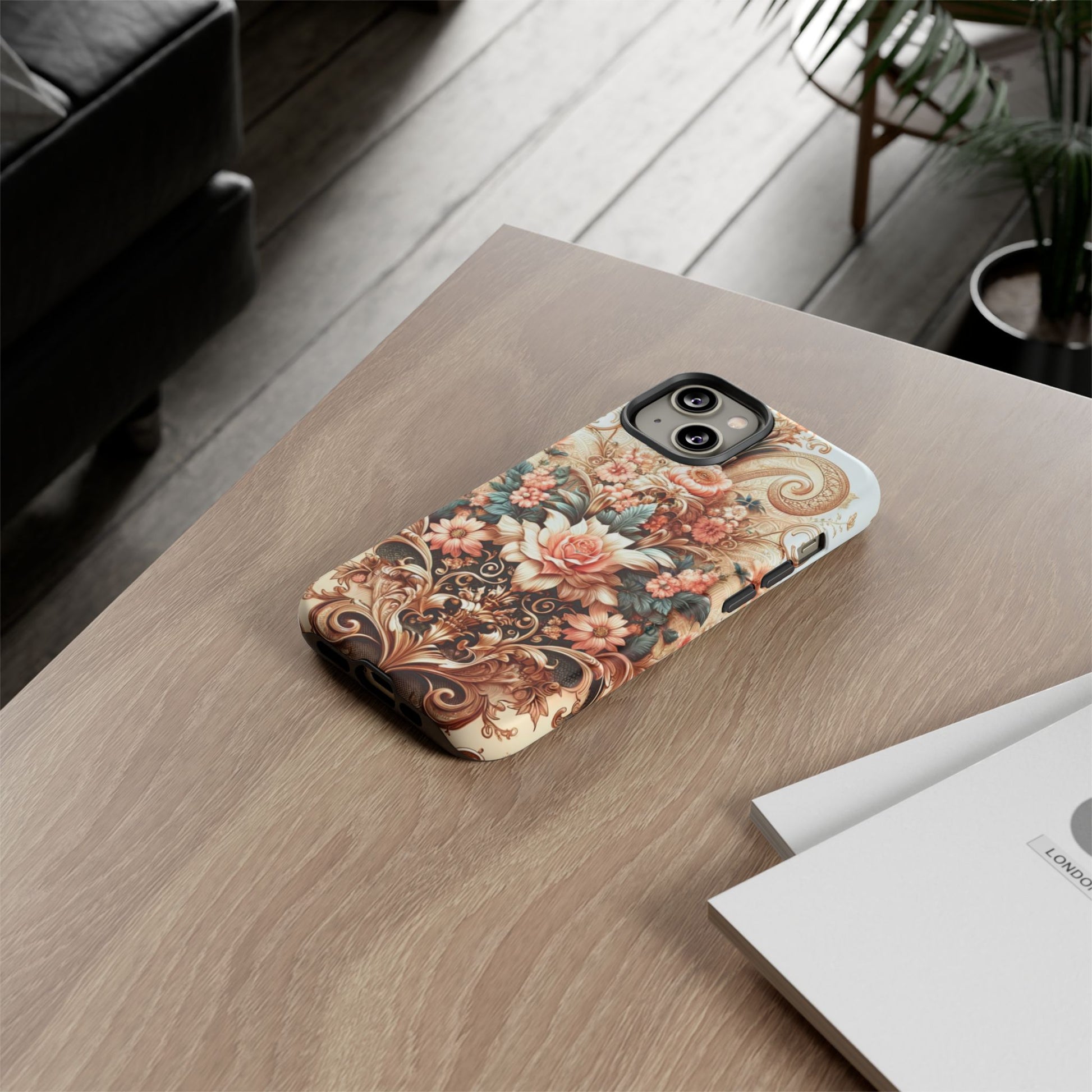 Gold Design Luxury Phone Tough Case Floral Elegant Durable Stylish for Modern Devices iPhone 17, 16, 15, Samsung iPhone Samsung Accessory Gift for Her