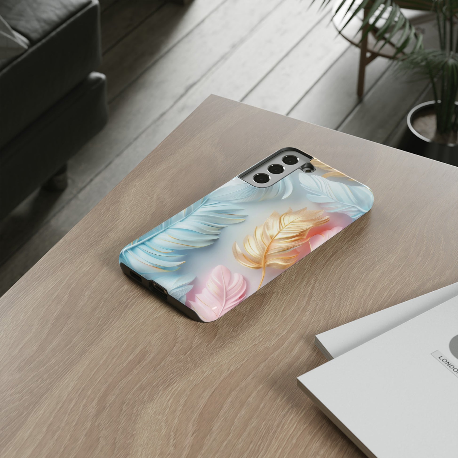 Pastel Feathers Protective Phone Case Gift for Her Phone 15, Samsung iPhone Samsung Gift for Her Case iPhone 15, Samsung iPhone Samsung Accessory Gift for Her