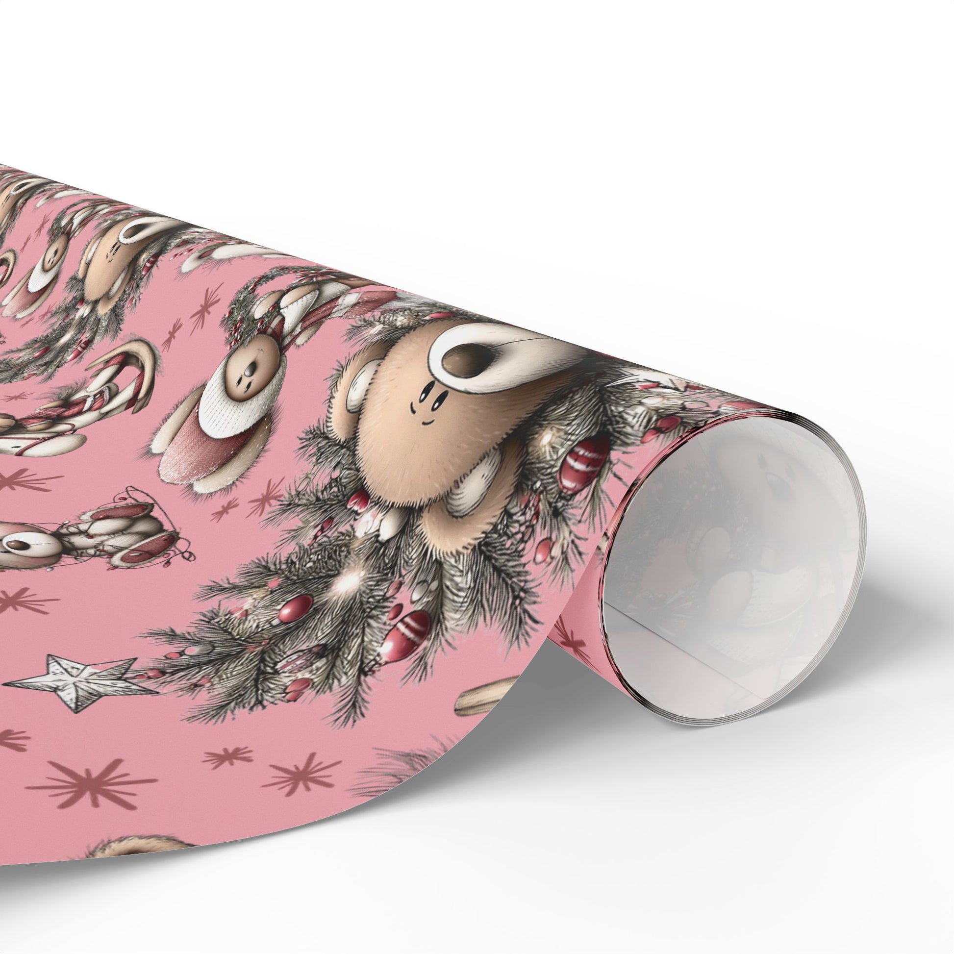Whimsical Pink Teddy Bear Wrapping Paper Cute Holiday Gift Wrap for Sweet  Cozy Presents