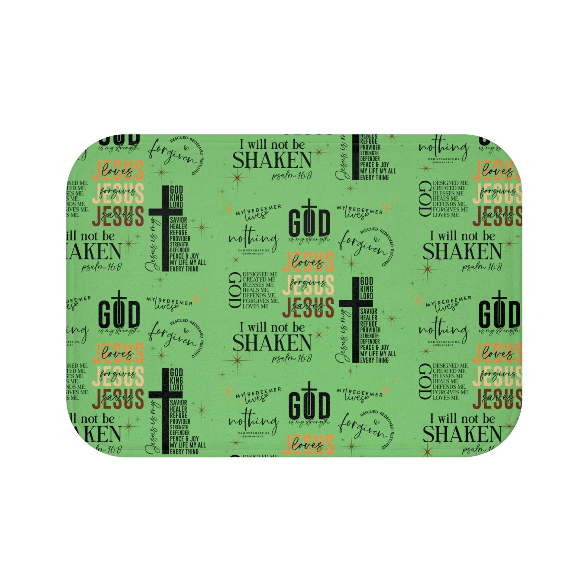 Christian Bath Mat with All-Over Jesus Quotes & Bible Verses – Non-Slip, Absorbent, Machine Washable, Soft Memory Foam, Faith Decor for Home Bathrooms Comfort Home