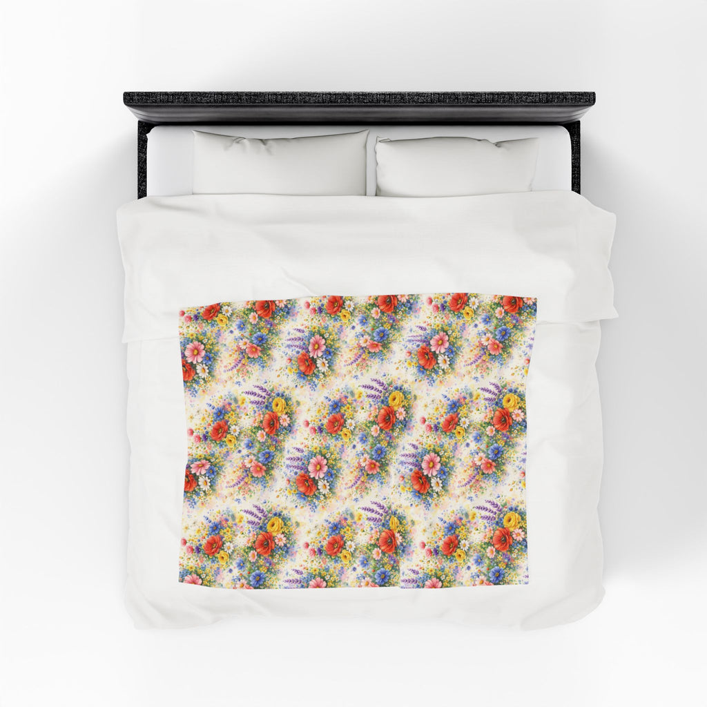 Plaid en peluche de fleurs sauvages à l'aquarelle — Jeté douillet floral