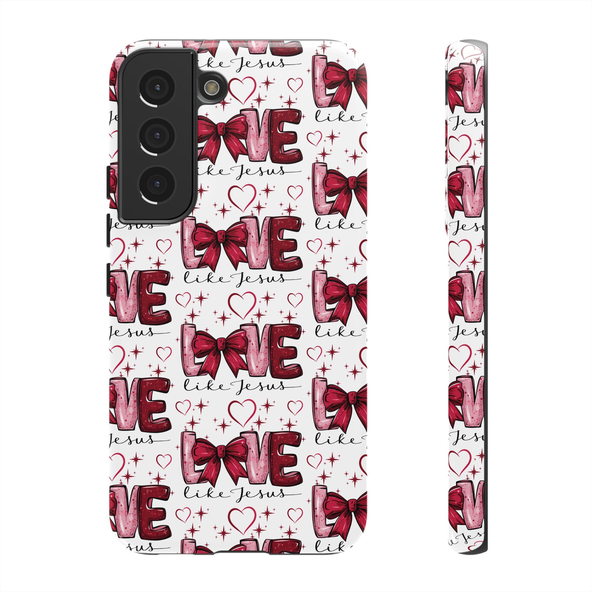 Love Like Jesus Red Bows and Hearts—Tough, Faithful Phone Cases & Religious iPhone Accessories: Protect Your Device & Show Your Faith