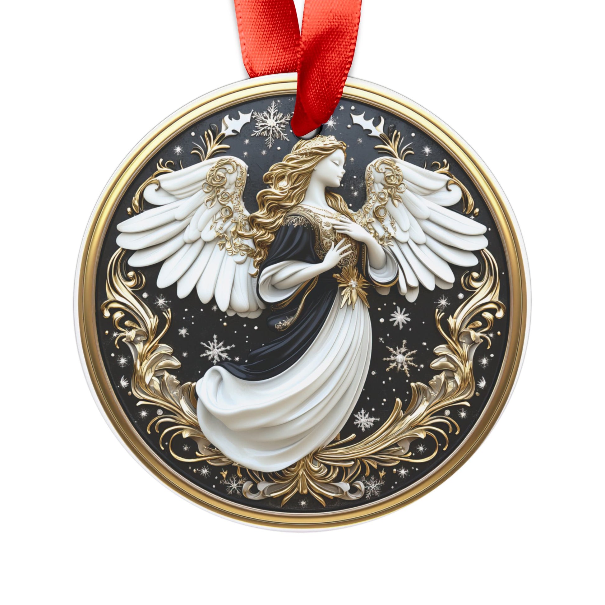 Elegant Black & Gold Angel 3D Illusion Christmas Ornament - Stunning Holiday Decor, Perfect Gift, Luxurious Design, Adds Timeless Beauty and Sophistication to Your Christmas Tree Holiday Gifts - MRSBYVALLE