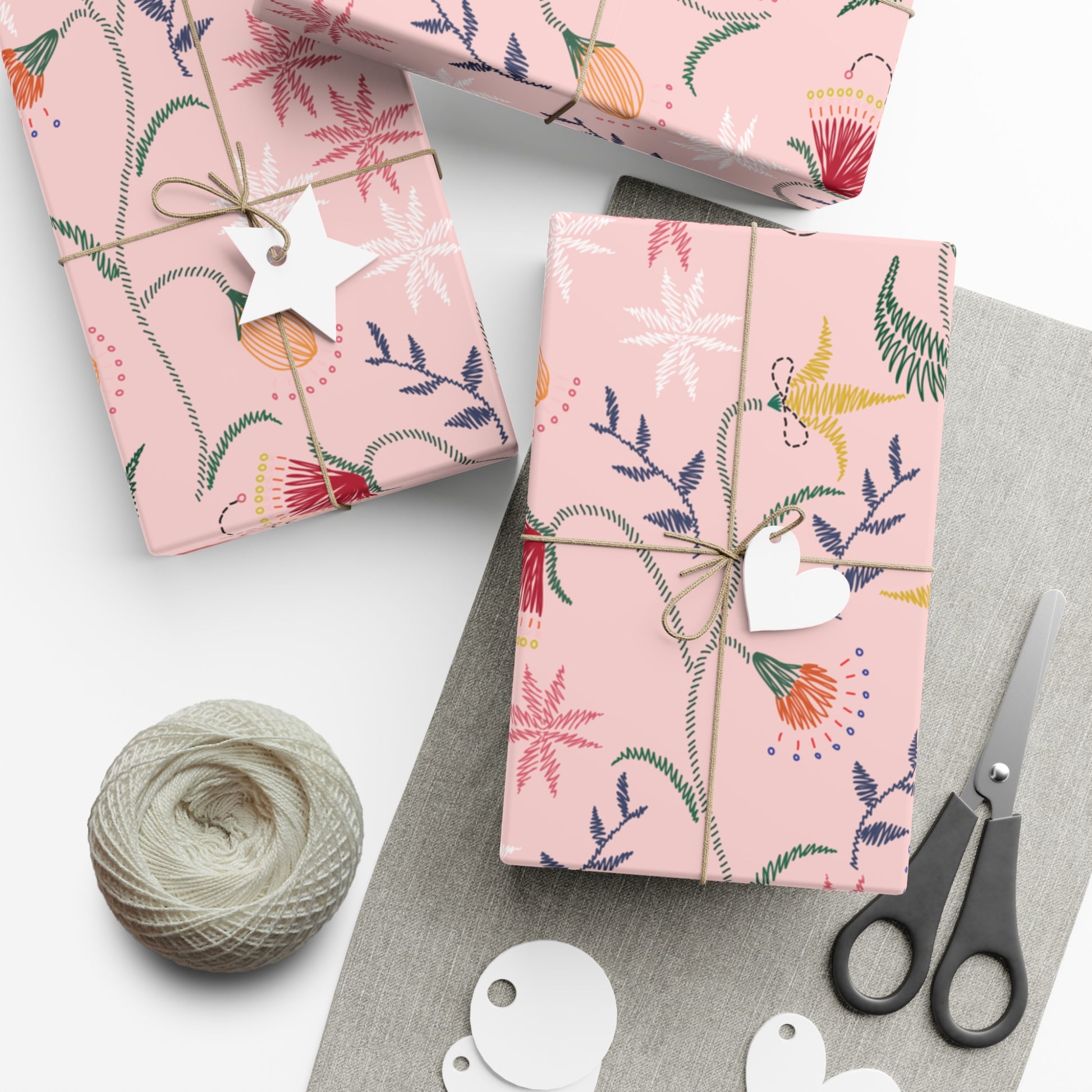 Pink Wildflowers Wrapping Paper Pink Bows Cherries Elegance Perfect for Gifts Weddings, Bridal Baby Showers All Occasion - MRSBYVALLE