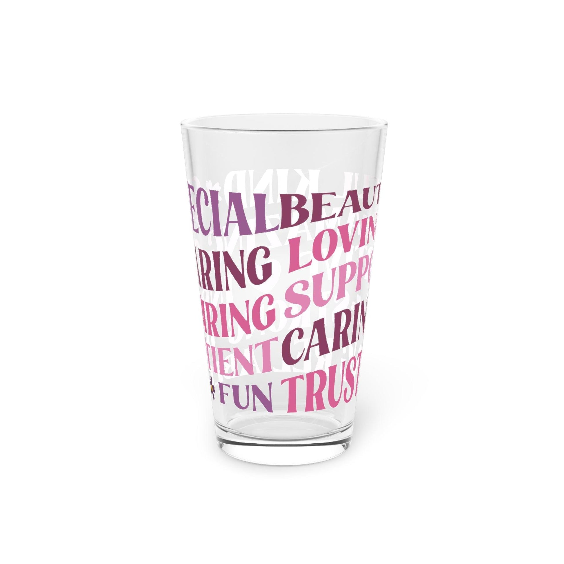 Glass 16oz Pint Embrace Positivity Cup Like Kind, Amazing, Strong, Reliable, Beautiful, Trusting More Uplift Every Sip Beverages, Dishwasher Party Drinkware, Cocktail, Wedding Perfect for Parties Glassware, New House Gift - MRSBYVALLE