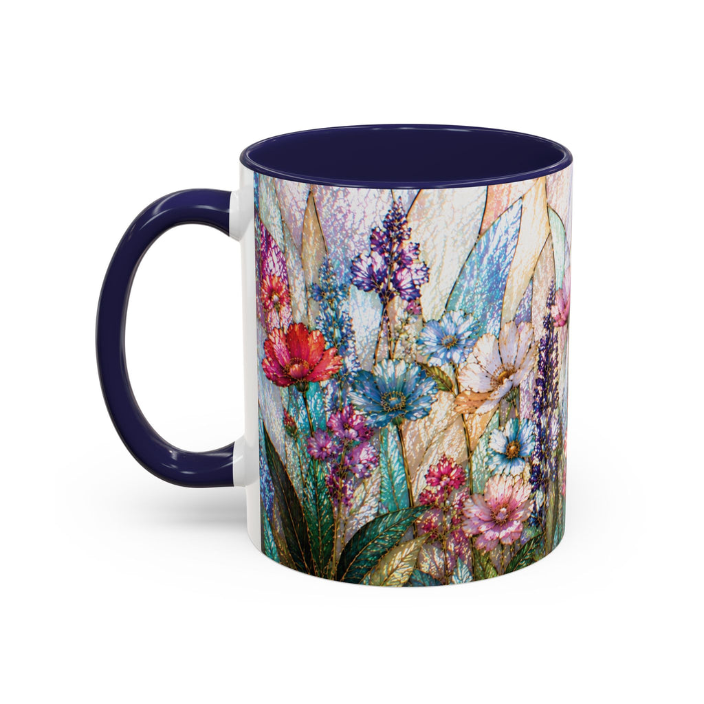 Wildflower Watercolor Coffee Mug Vibrant Wildflower Accent 11/15oz Stain Glass Illusion