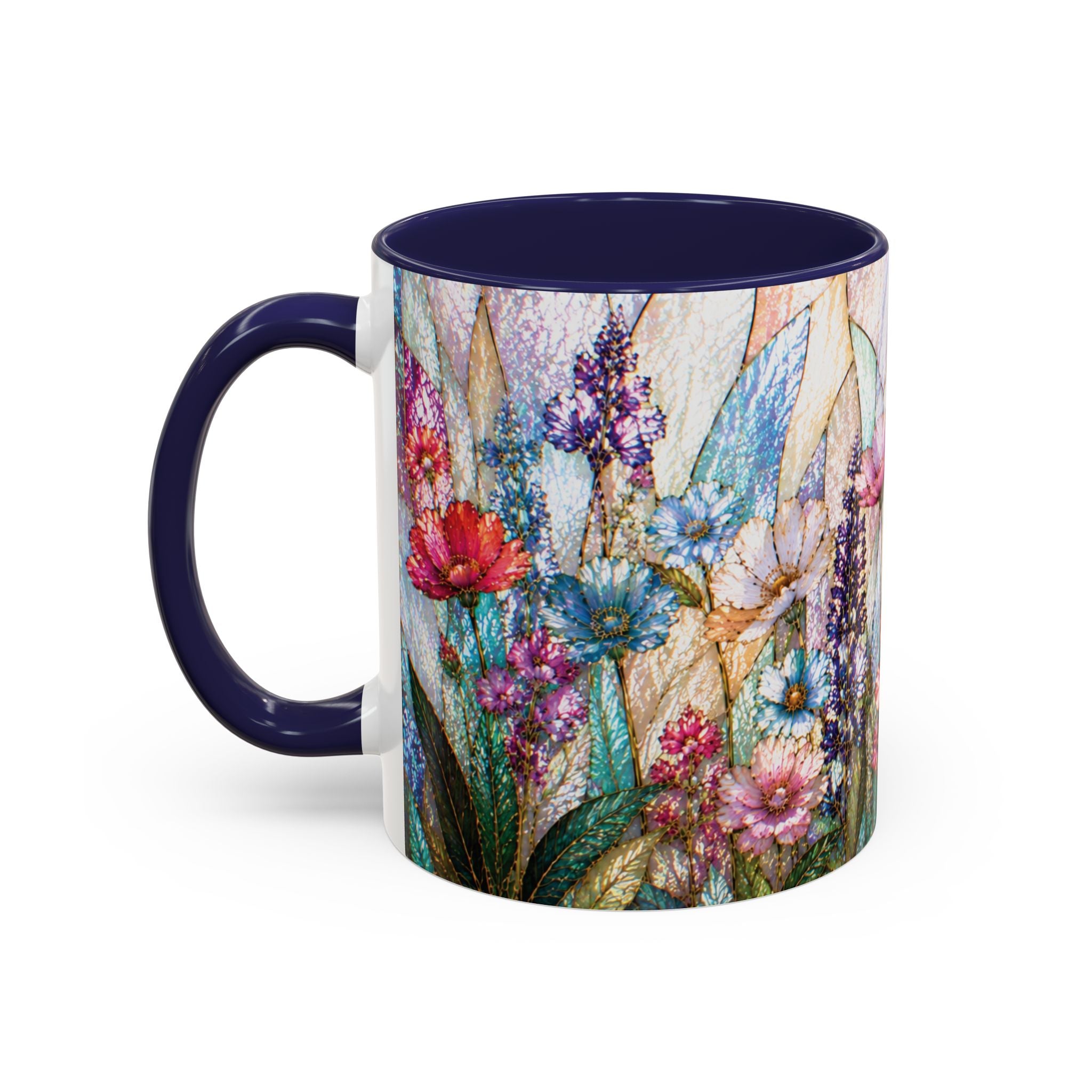 Wildflower Watercolor Coffee Mug Vibrant Wildflower Accent 11/15oz Stain Glass Illusion