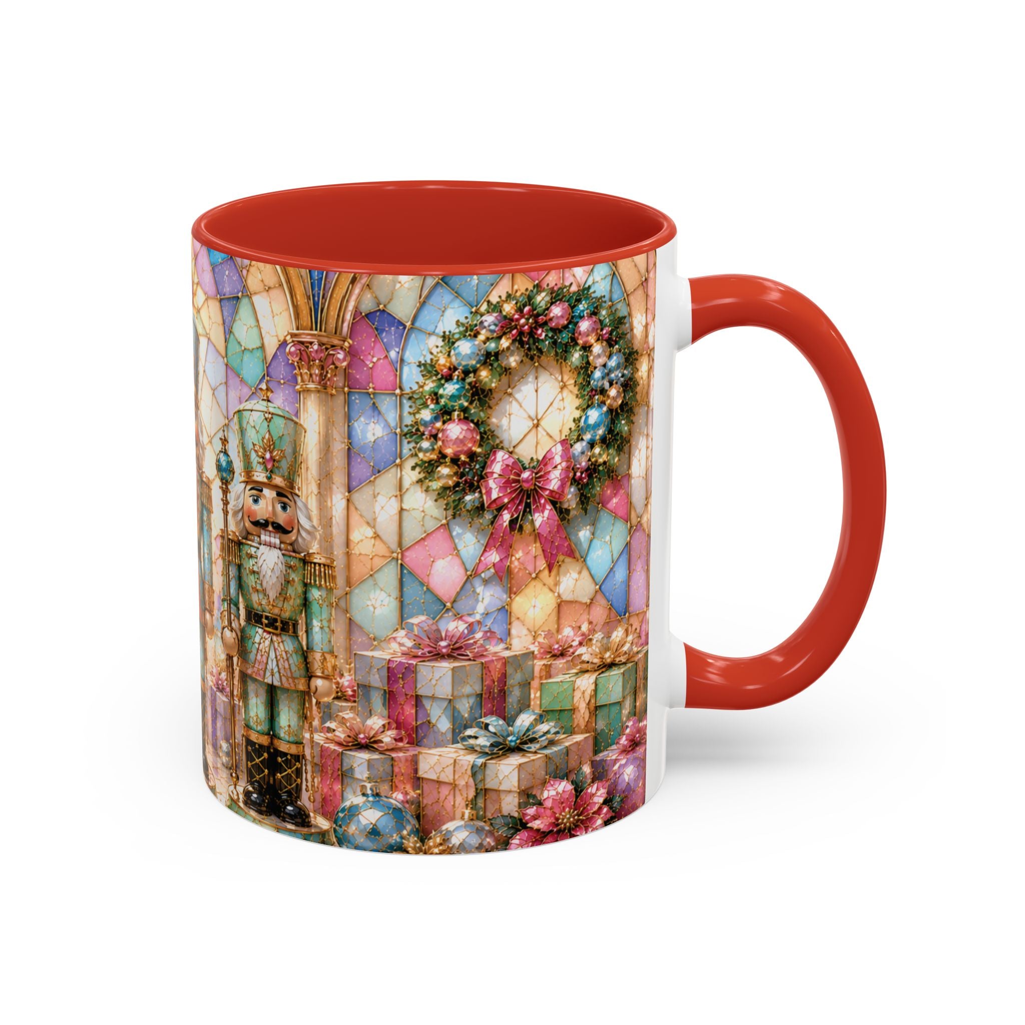 Nutcracker Christmas Coffee Mug – Festive Stained-Glass Holiday Accent Cup (11/15oz) Gift for Her