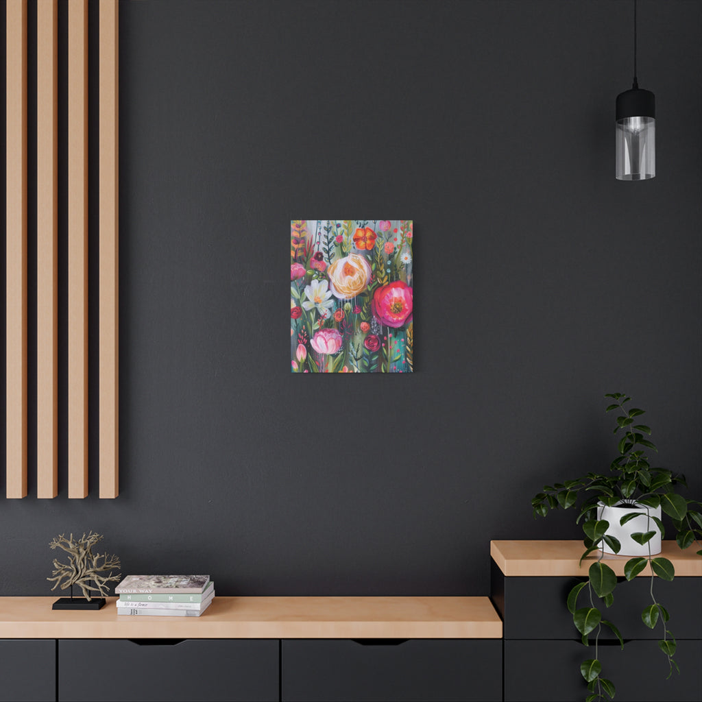Watercolor Boho Floral Wall Art Matte Canvas Stretched, Vibrant Botanical Design, Perfect for Living Room, Bedroom, or Office Decor, Adds a Stylish Touch to Any Space - MRSBYVALLE