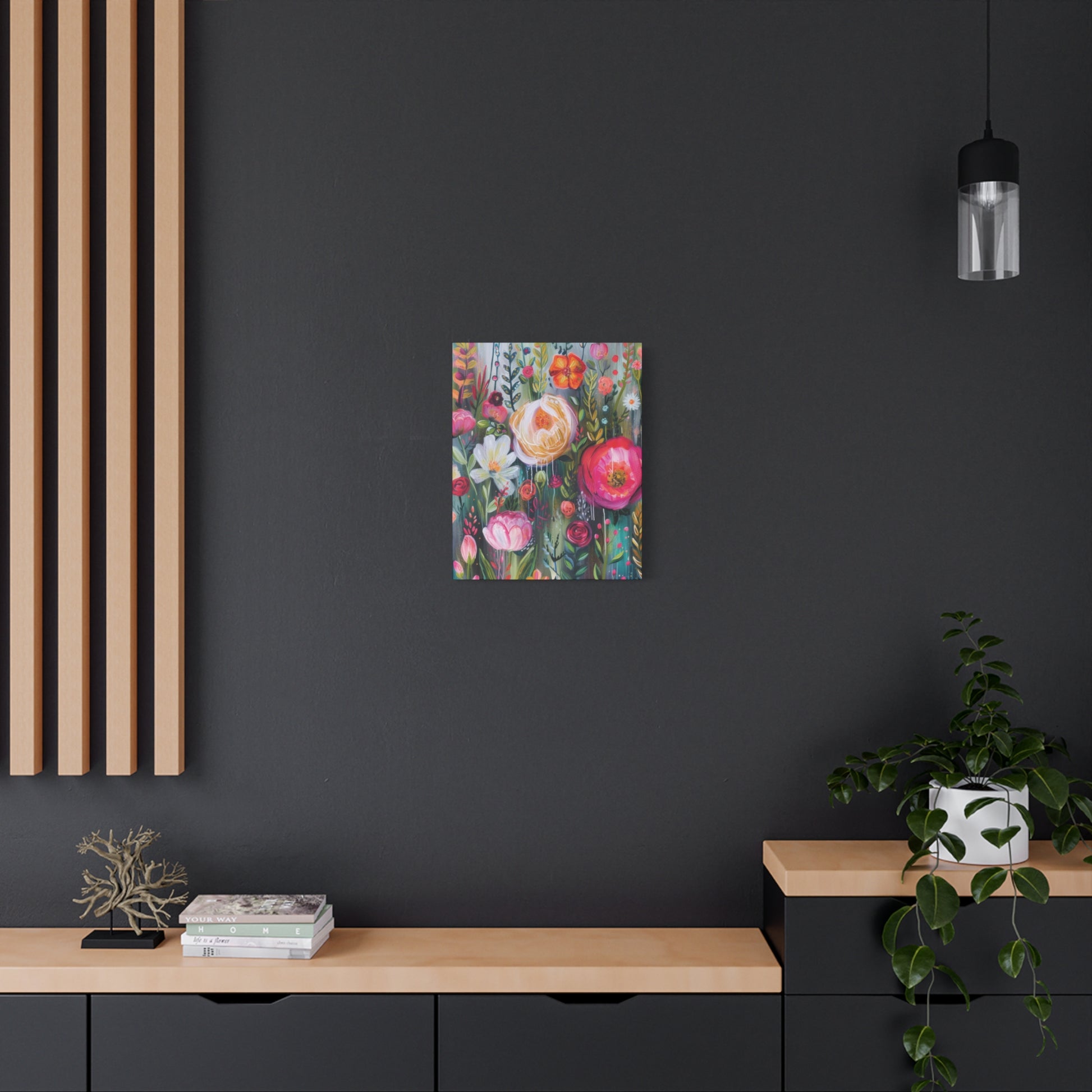 Watercolor Boho Floral Wall Art Matte Canvas Stretched, Vibrant Botanical Design, Perfect for Living Room, Bedroom, or Office Decor, Adds a Stylish Touch to Any Space - MRSBYVALLE