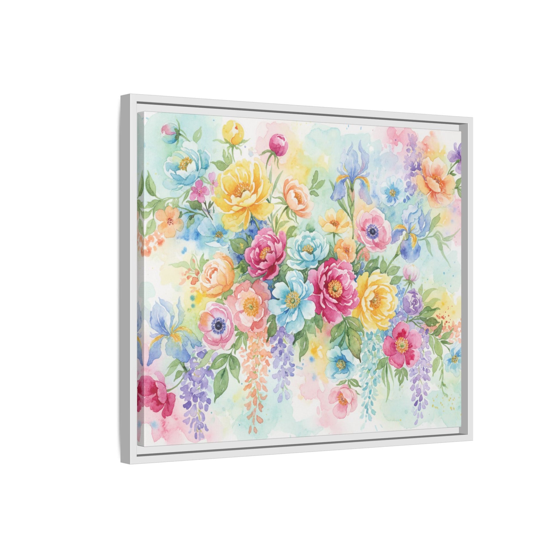 Watercolor Floral Bouquet Canvas, Framed Matte Wall Art | Multi-Color Wall Art