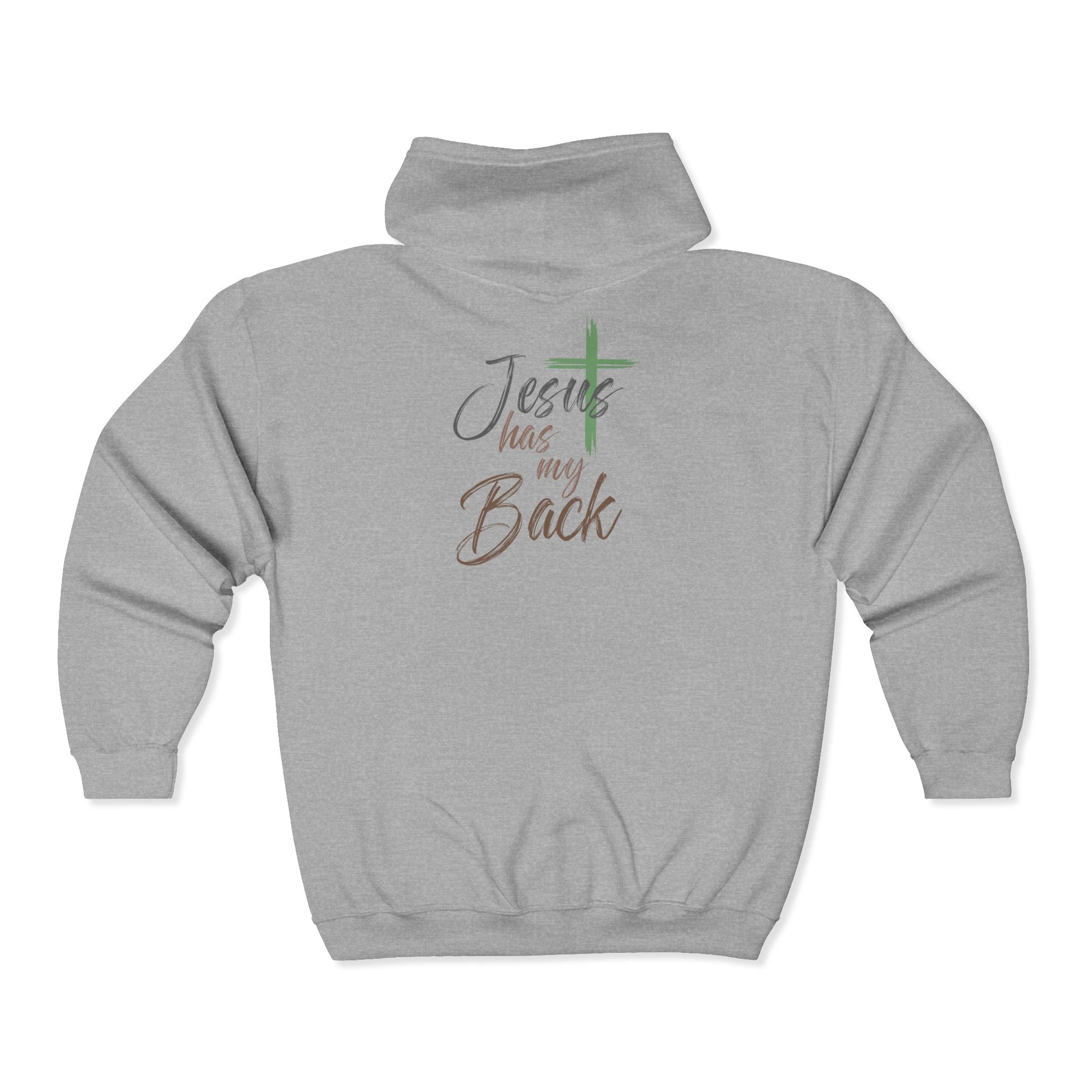 Faith-Inspired Full Zip Hoodie - "Jesus Has My Back"