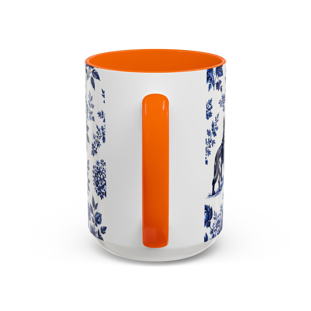 Elegant German Shepherd Floral Mug | Luxury Blue Toile Coffee Mug 11/15oz Accent Ceramic