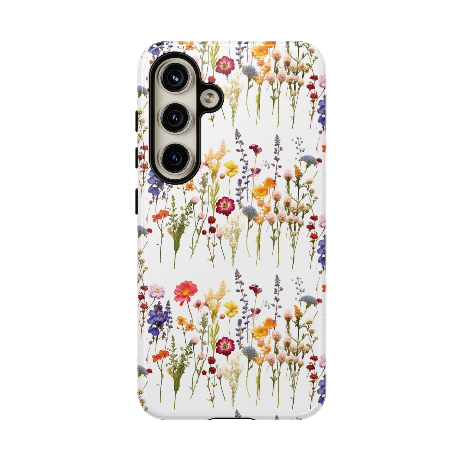 White Best Phone Case Press Flowers Floral 3D Illusion Luxury Tough Case Floral Elegant Durable Stylish for Modern Devices iPhone 17, 16, 15, Samsung iPhone Samsung Accessory Gift for Her