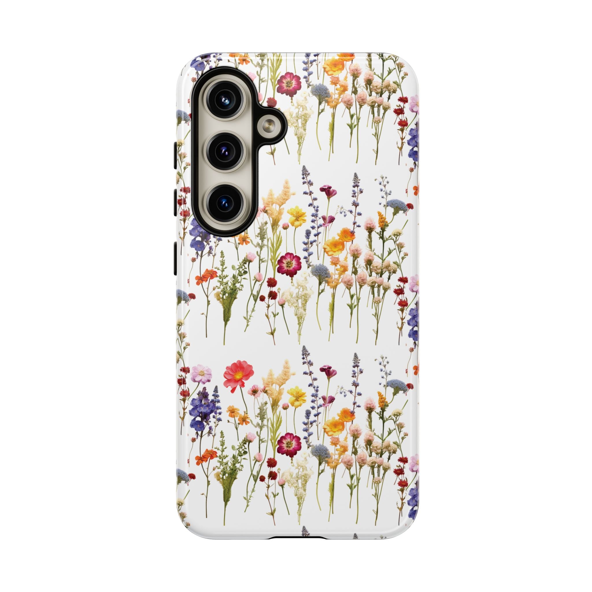White Best Phone Case Press Flowers Floral 3D Illusion Luxury Tough Case Floral Elegant Durable Stylish for Modern Devices iPhone 17, 16, 15, Samsung iPhone Samsung Accessory Gift for Her